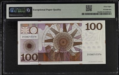 🌗乐淘淘世界纸币收藏拍卖 第36期🌓 【3538253376】荷兰1970年纸币 100盾 胖将军 PMG68EPQ 亚军分
