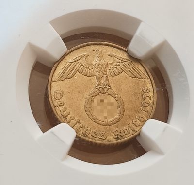 瓶子🏺第123期拍卖会  第三帝国1938年5芬尼  NGC MS63