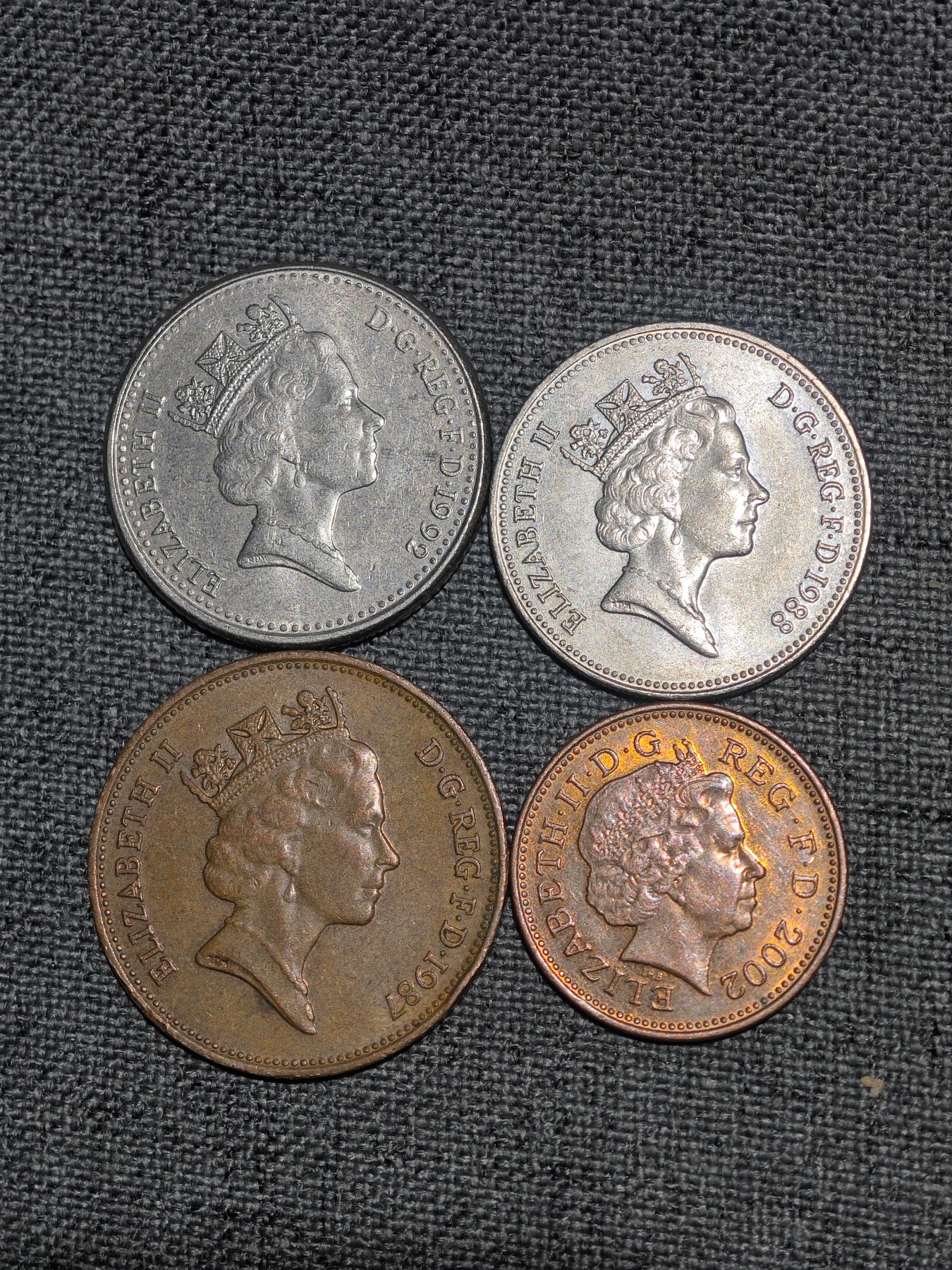 外国硬币收藏店第6期 英国女王10、5、2、1便士4枚