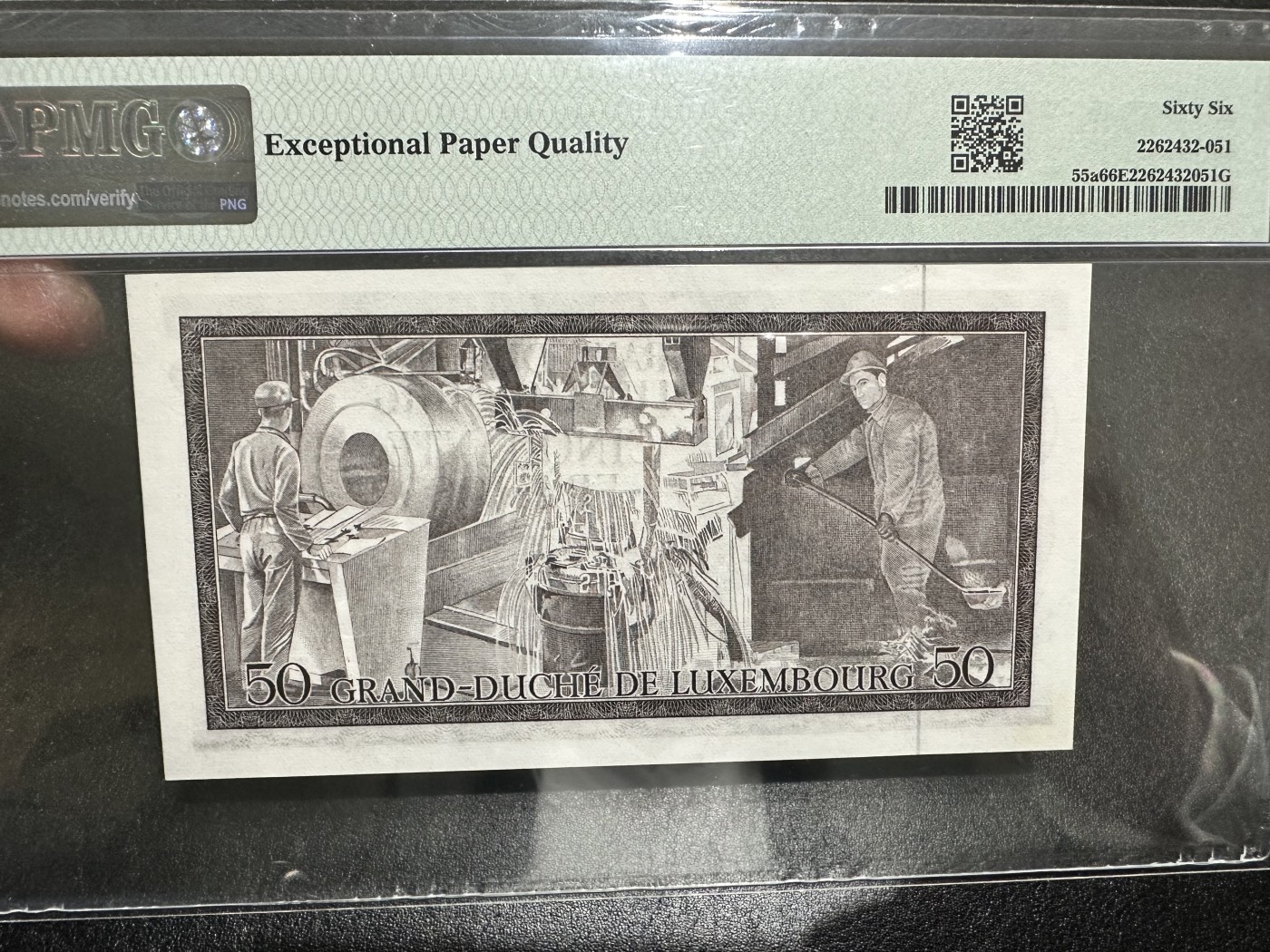 《外钞收藏家》第三百二十五期（连拍第二场） 1972年卢森堡50法郎 PMG66