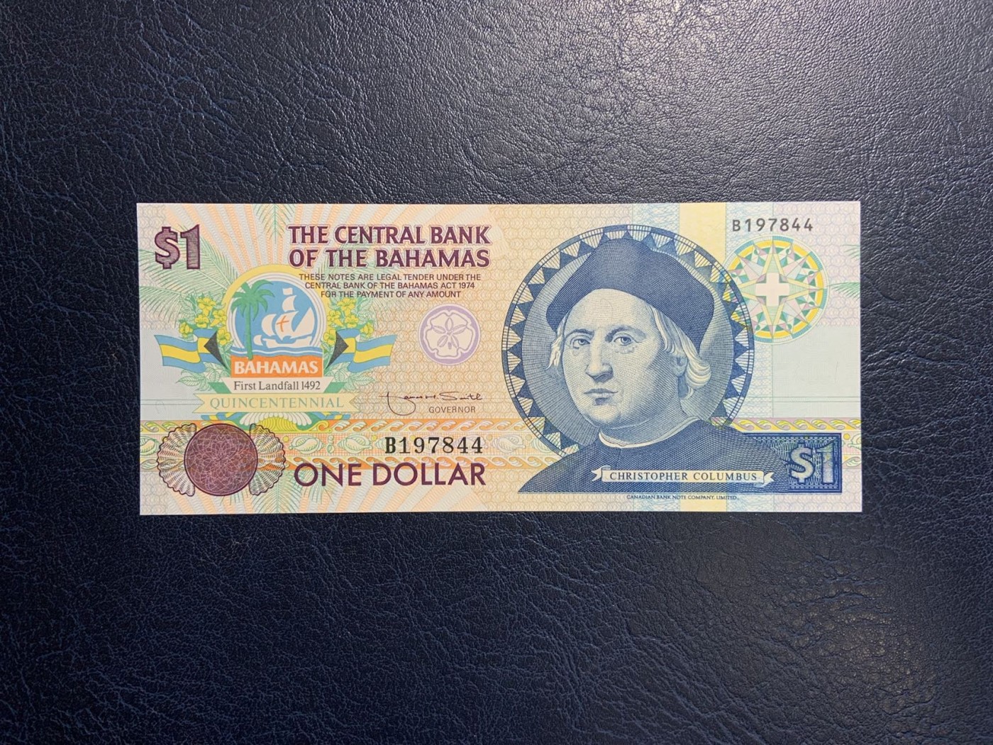 收藏联盟Quantum Auction 第314期拍卖  巴哈马1974年1元哥伦布纪念钞 品相UNC 边角微瑕