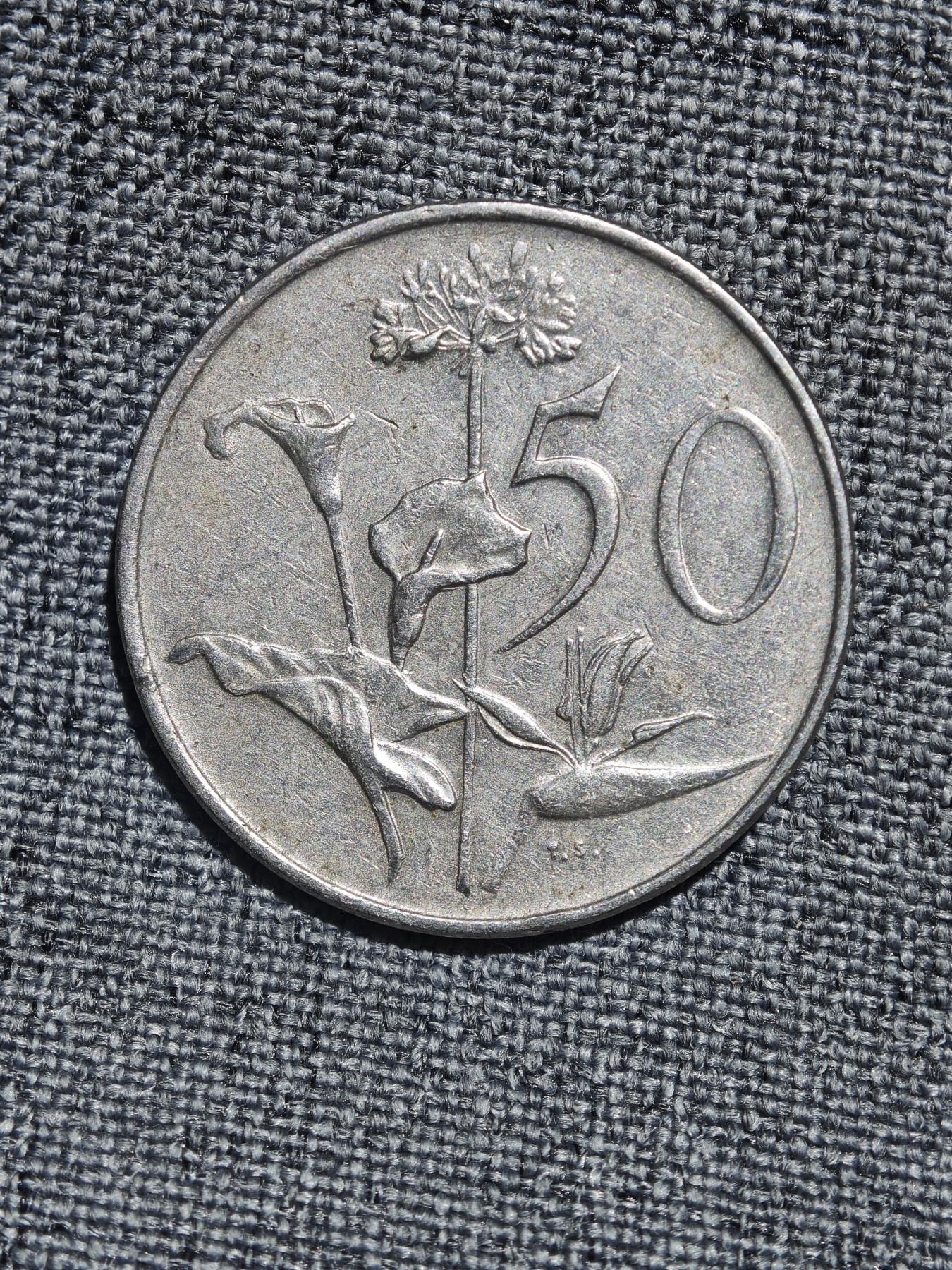 外国硬币收藏店第6期 南非1970年国徽版兰花50分大镍币