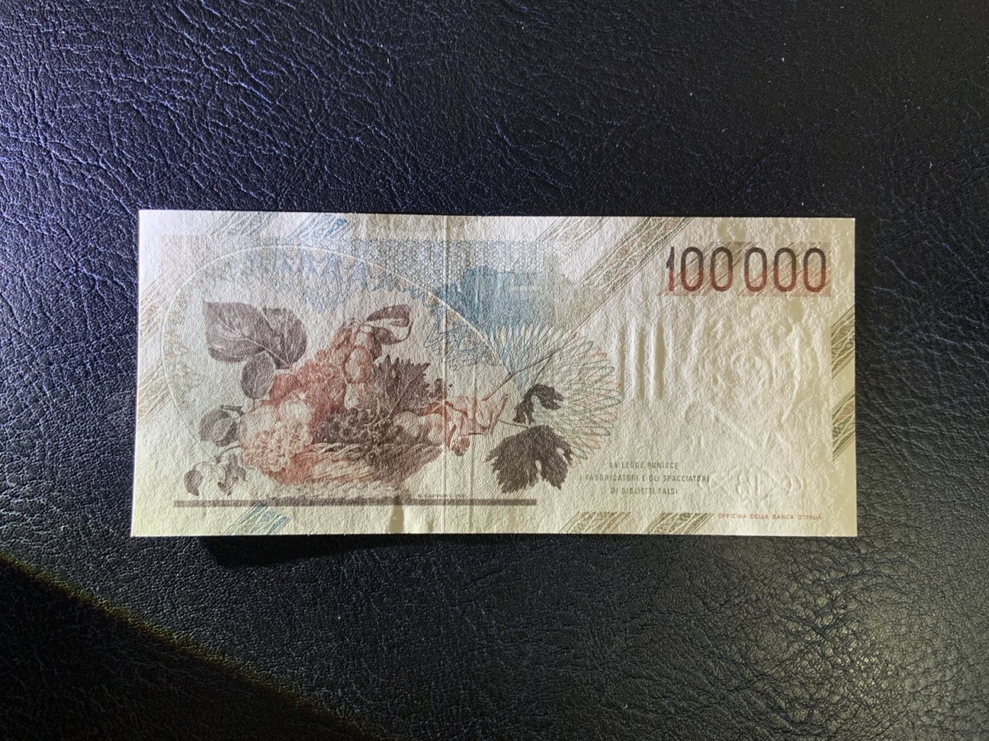 收藏联盟Quantum Auction 第314期拍卖  意大利1983年100000里拉 品相AU 拉瓦乔名画《水果篮》双面雕刻