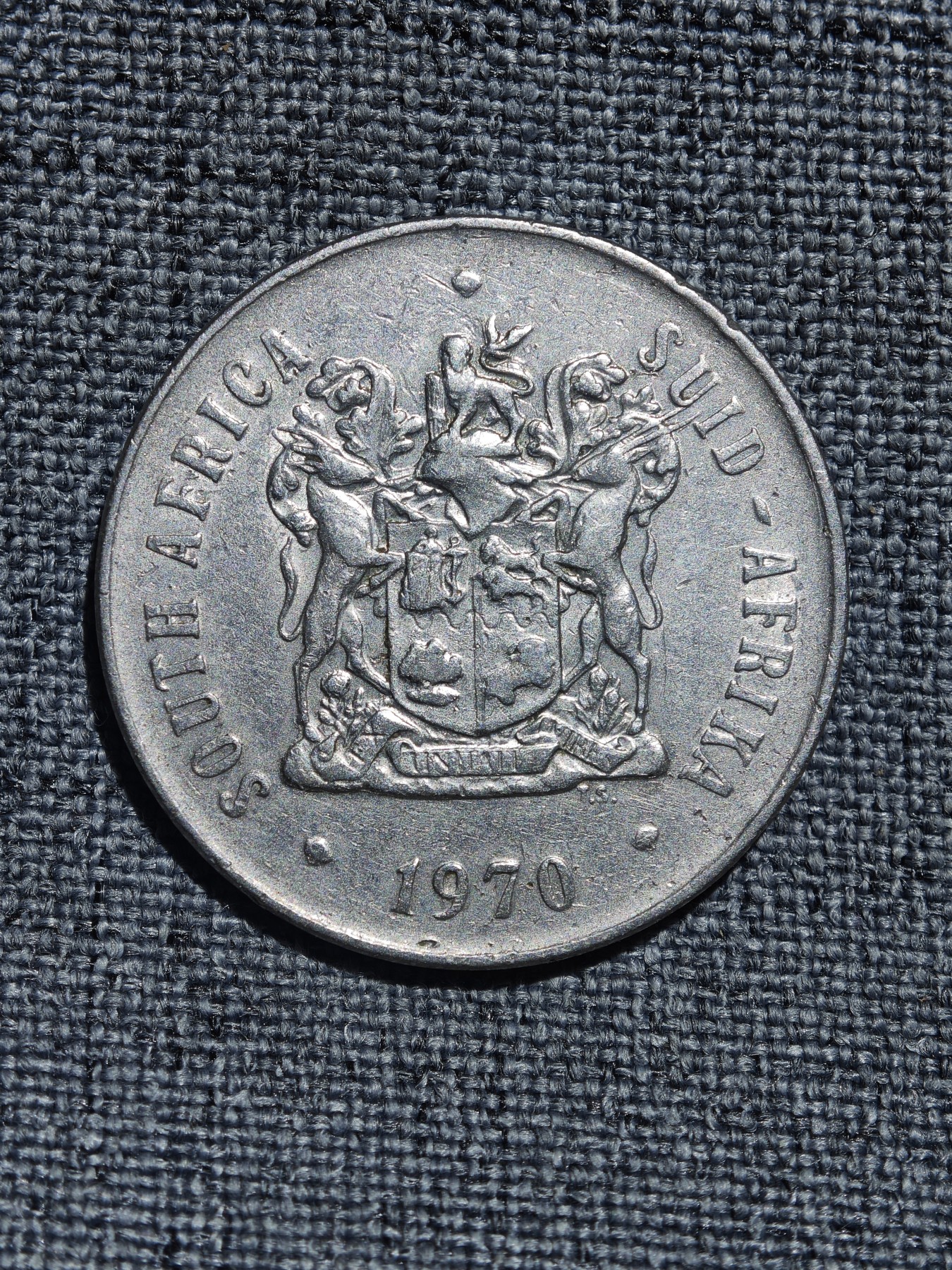 外国硬币收藏店第6期 南非1970年国徽版兰花50分大镍币