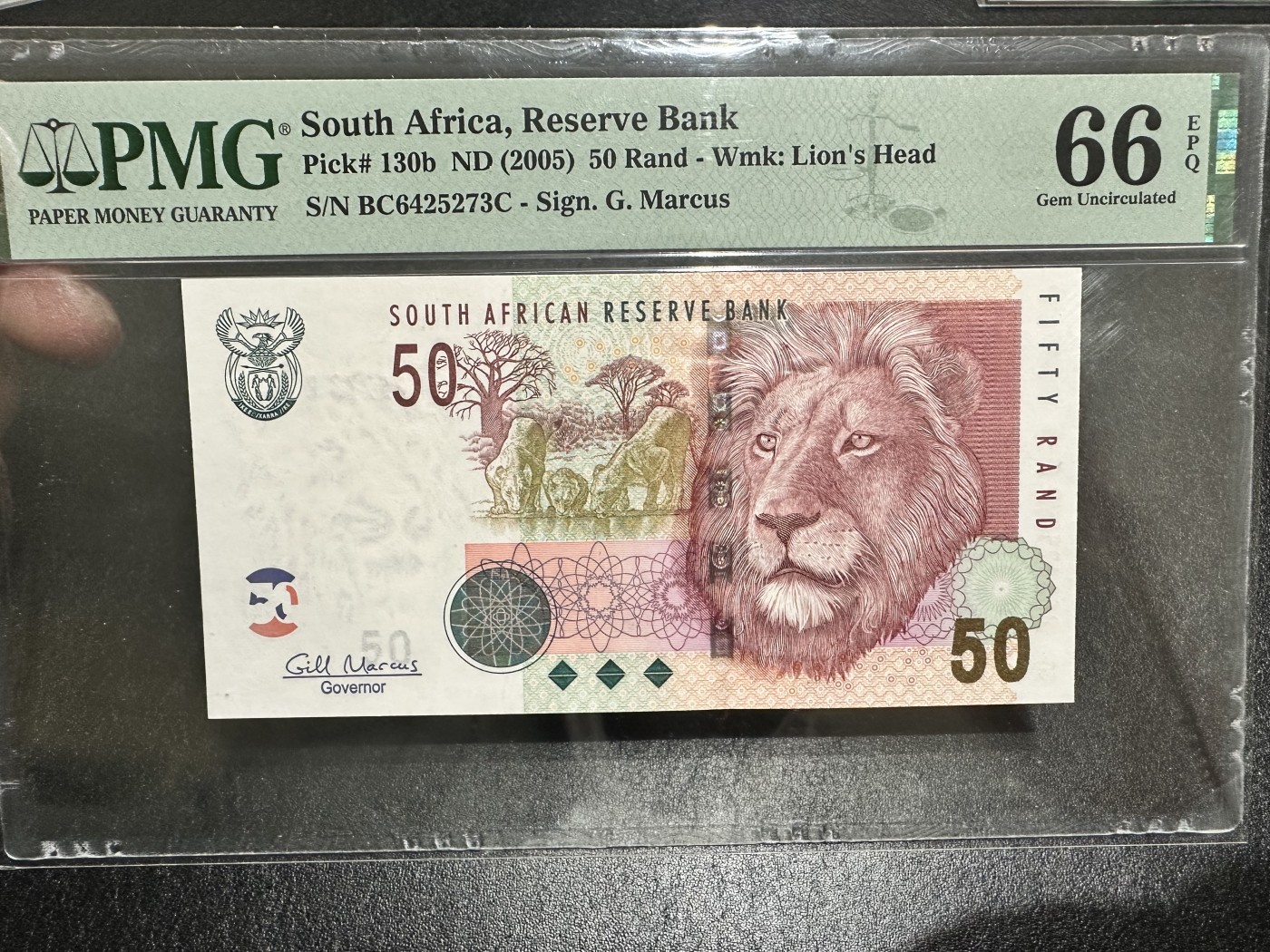 《外钞收藏家》第三百二十五期（连拍第二场） 2005年南非50兰特 PMG66