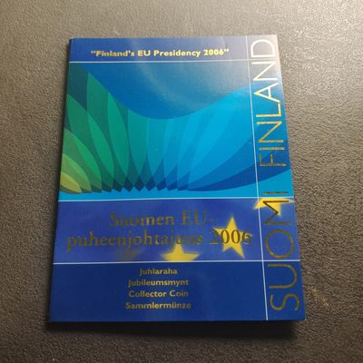 0起1加-纯粹捡漏拍-274套币银币场-2024年迎新第一场 - 芬兰2006年5欧元欧洲联盟主席国官方卡册装双色纪念币