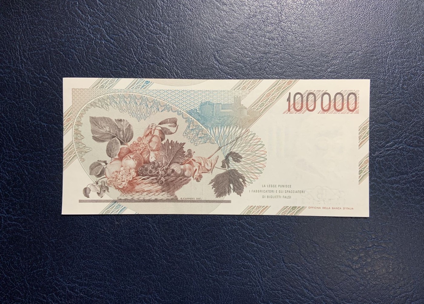 收藏联盟Quantum Auction 第314期拍卖  意大利1983年100000里拉 品相AU 拉瓦乔名画《水果篮》双面雕刻