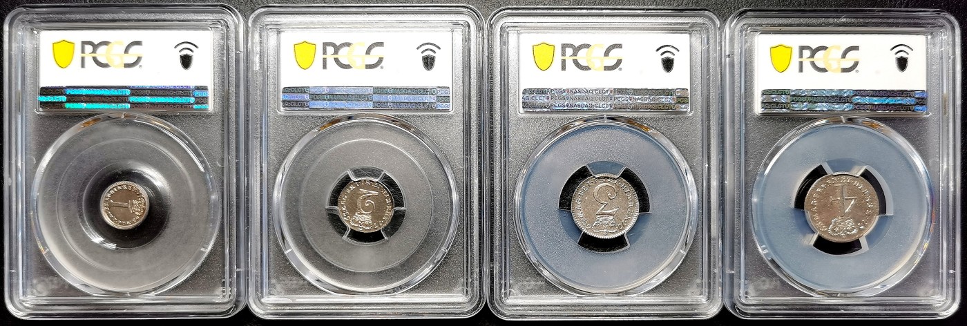 凡希万国世界钱币年度大拍第二季 PCGS AU58-MS63 1763英国乔三濯足币四枚全套 