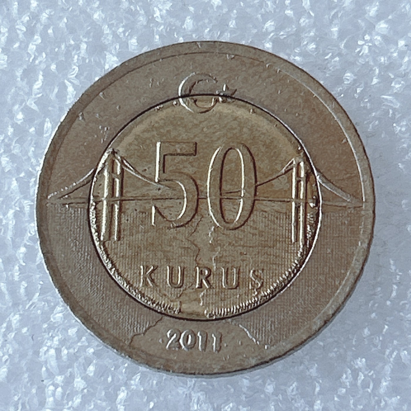 海外回流1元起拍小铺 各国钱币散币场 第3期 土耳其2011年50库鲁双色币
