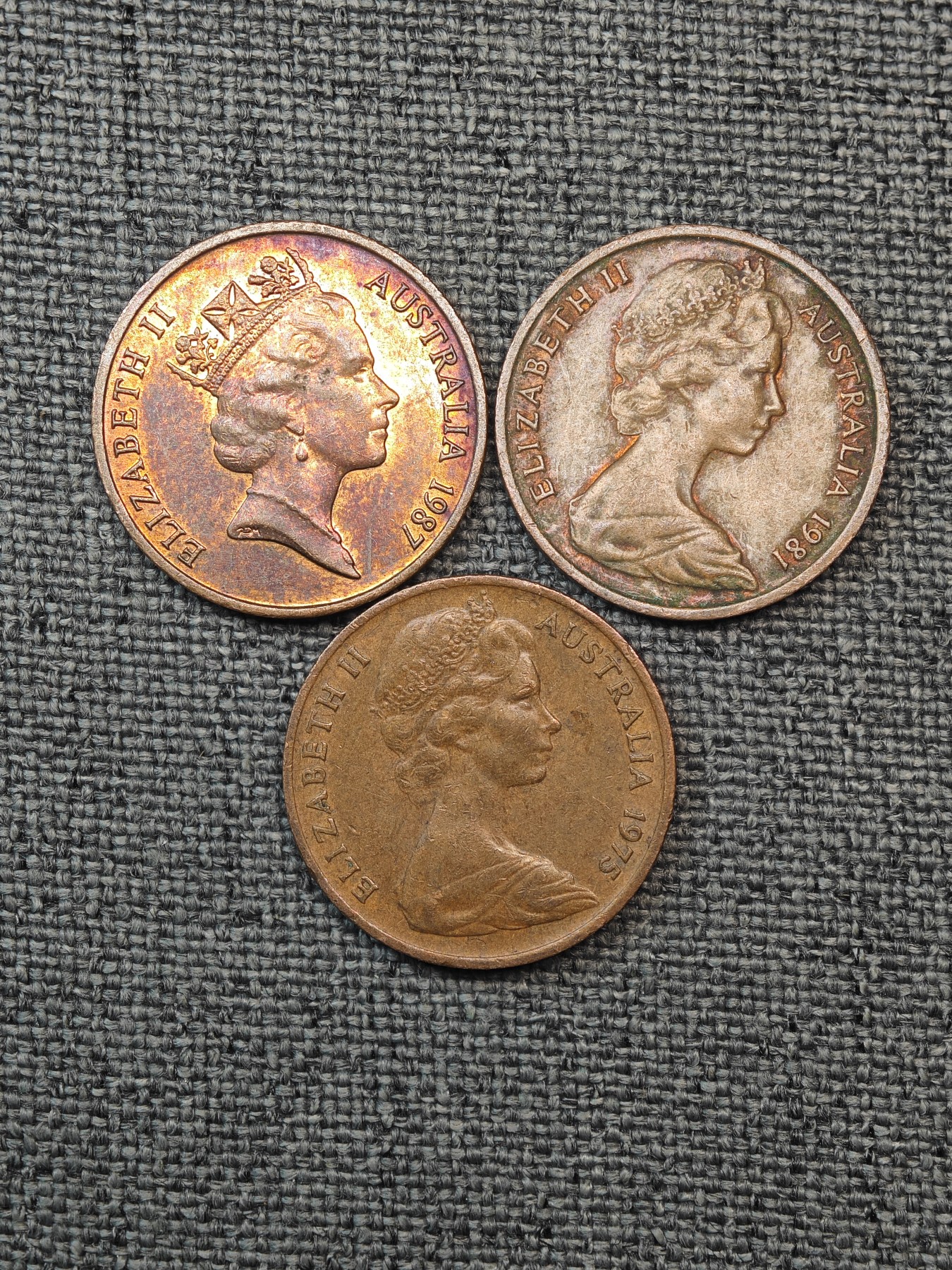 外国硬币收藏店第6期 澳大利亚女王鼯鼠1分铜币3枚