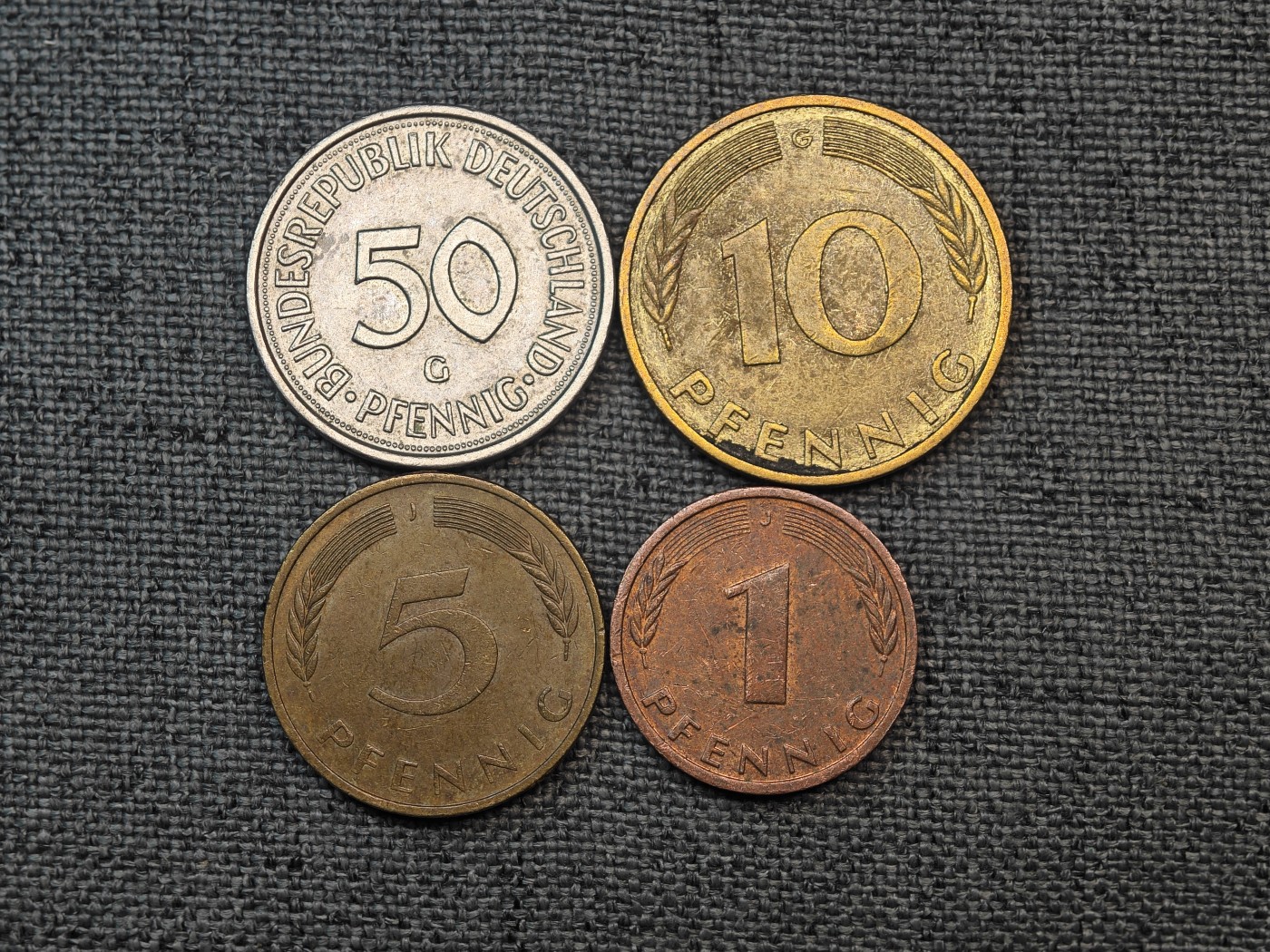 外国硬币收藏店第6期 德国老版50、10、5、1芬尼一套4枚