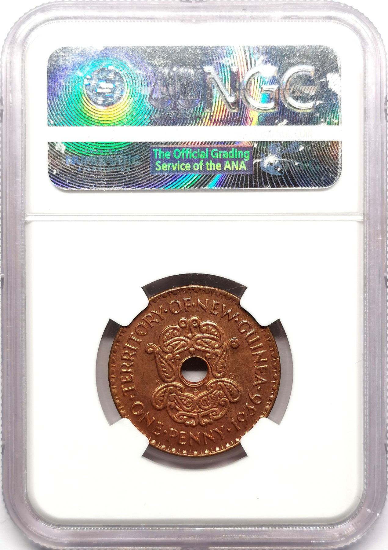 凡希万国世界钱币年度大拍第二季 NGC MS66RB 1966英属新几内亚中孔1便士