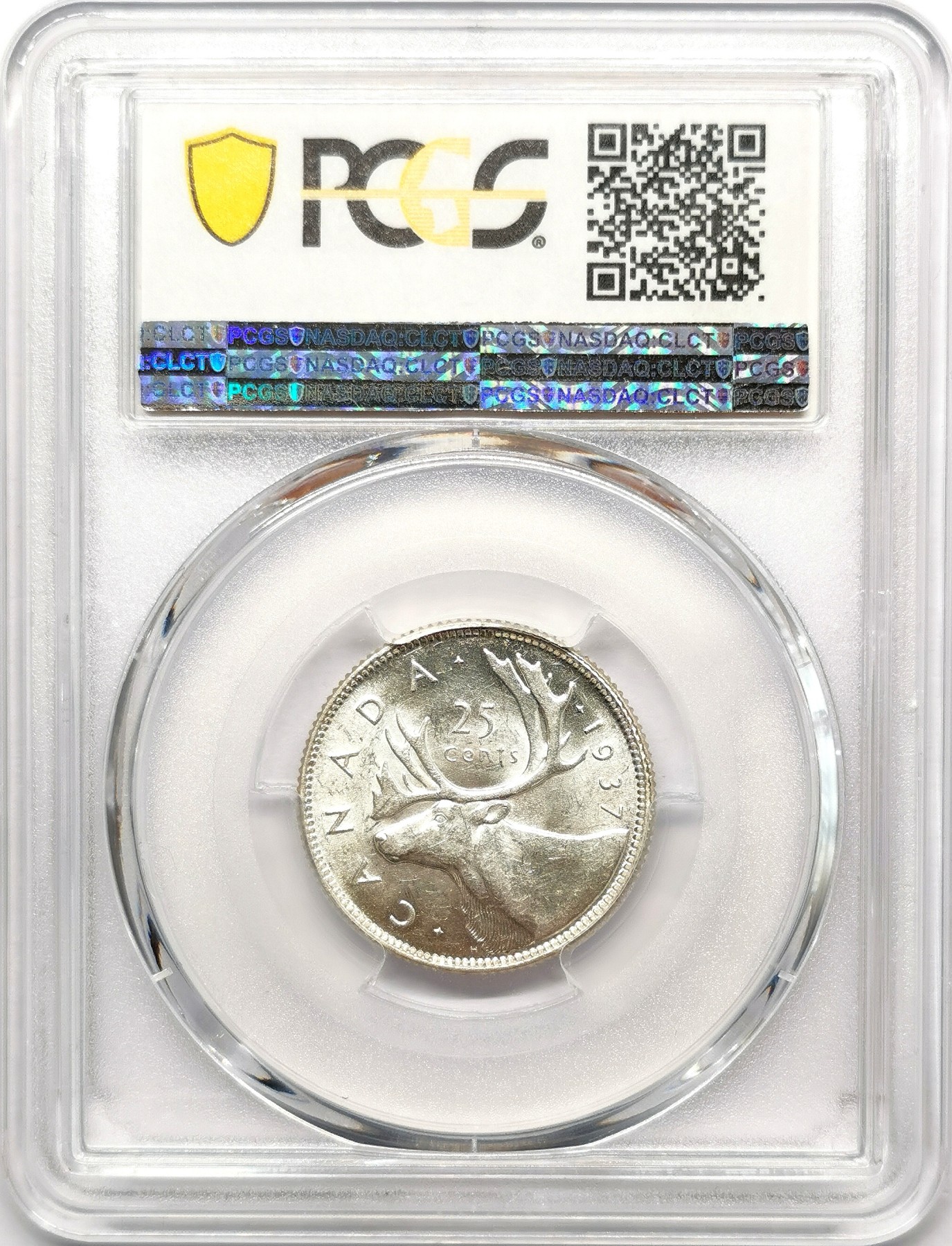 凡希万国世界钱币年度大拍第二季 PCGS MS62 1937加拿大乔六20分银币 原银光！