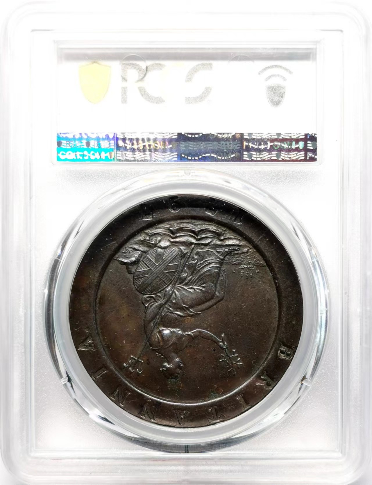 凡希万国世界钱币年度大拍第二季 PCGS XF45 1797英国乔三车轮2便士大铜 均匀的巧克力包浆！