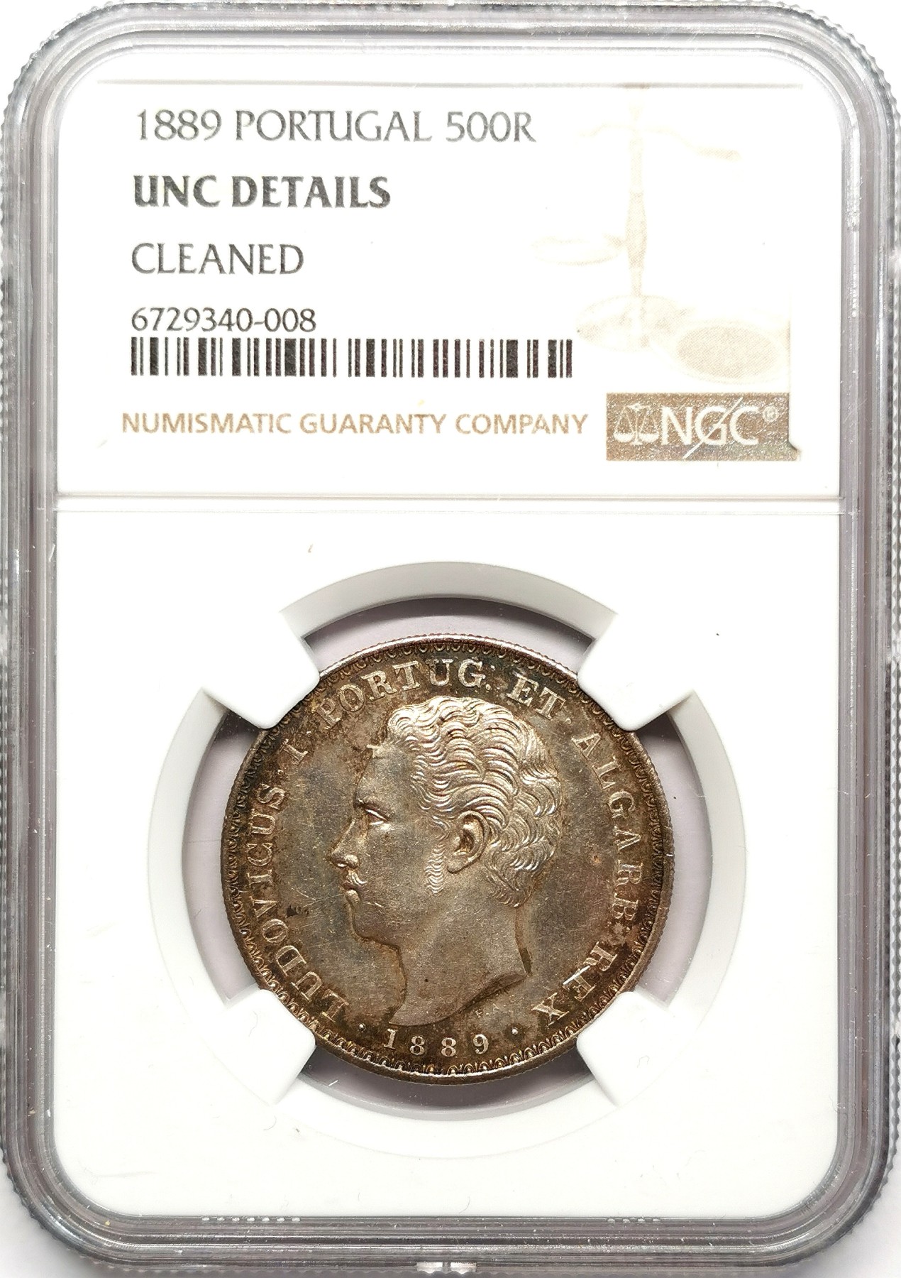 凡希万国世界钱币年度大拍第二季 NGC UNCD 1889葡萄牙佩德罗500R银币
