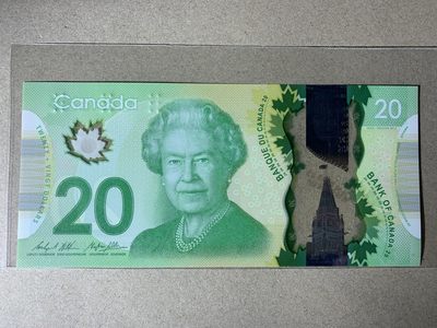 【礼羽收藏】🌏世界钱币拍卖125期 - 【FYS0896088】全新UNC加拿大20元 塑料钞 无3457双尾88 倒置号 圆圆倒置号
