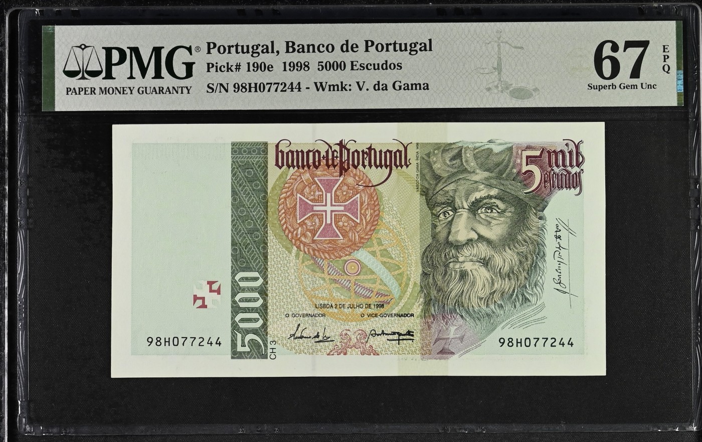 收藏联盟Quantum Auction 第315期拍卖  葡萄牙1998年5000埃斯库多 PMG67