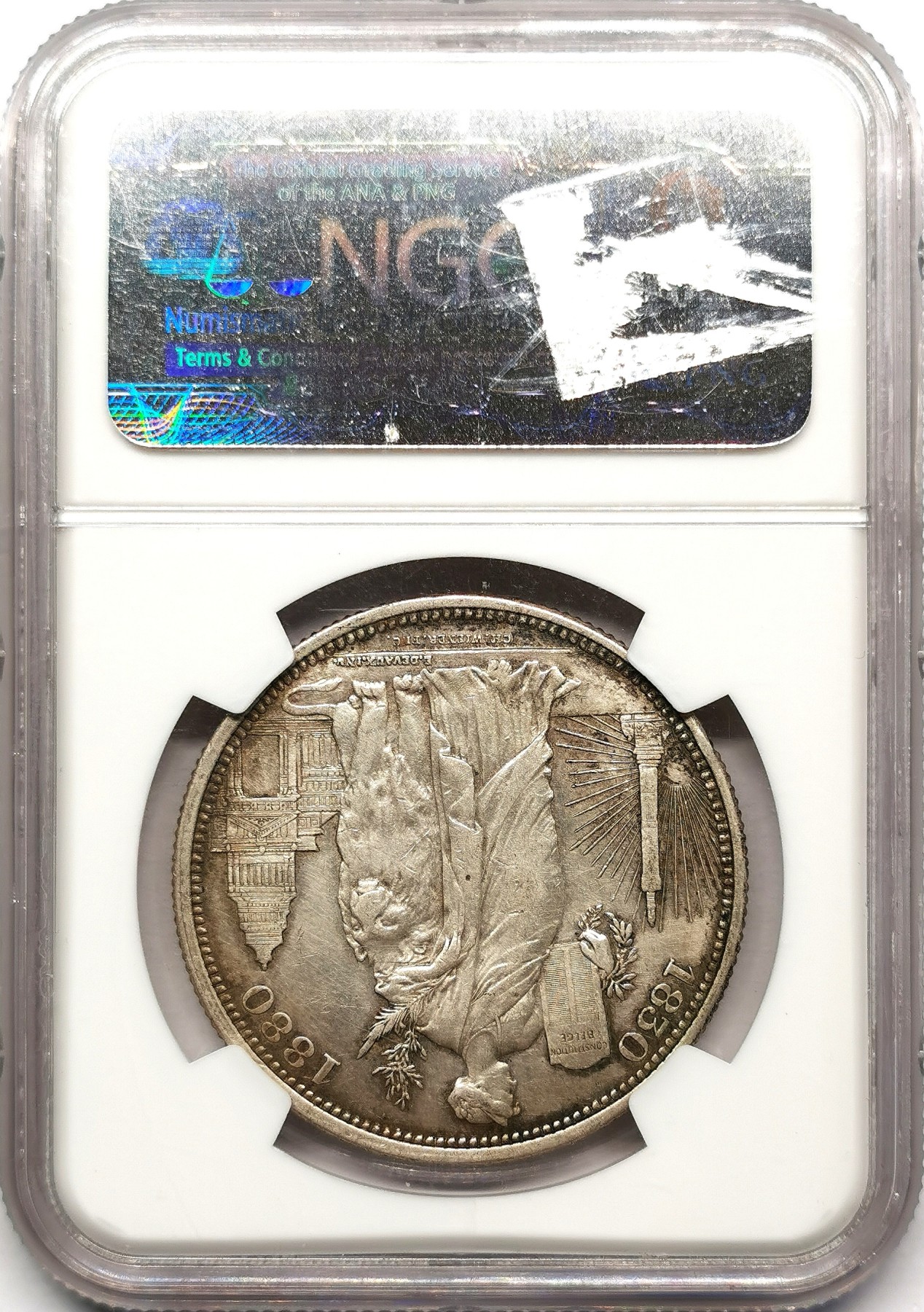 凡希万国世界钱币年度大拍第二季 NGC XFD 1880比利时独立纪念5法郎大银