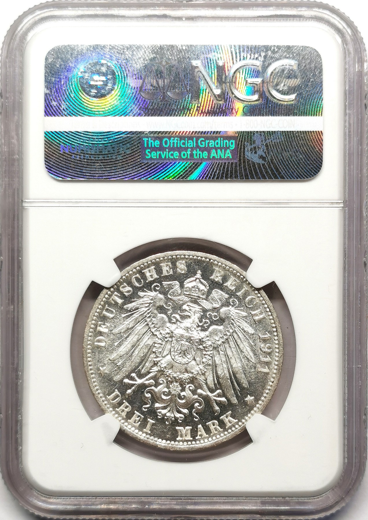 凡希万国世界钱币年度大拍第二季 NGC MS65 1911年符腾堡结婚纪念3马克