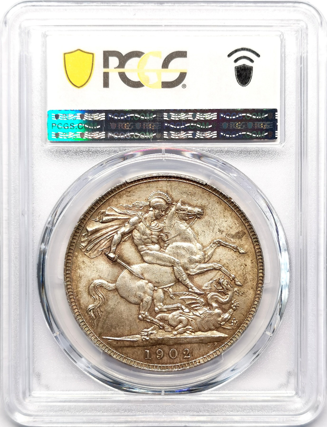 凡希万国世界钱币年度大拍第二季 PCGS MS63 1902年英国爱德华七世马剑克朗 环金彩