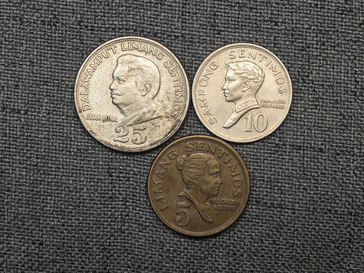 外国硬币收藏店第6期 菲律宾1967-1974年25、10、5分小额辅币3枚