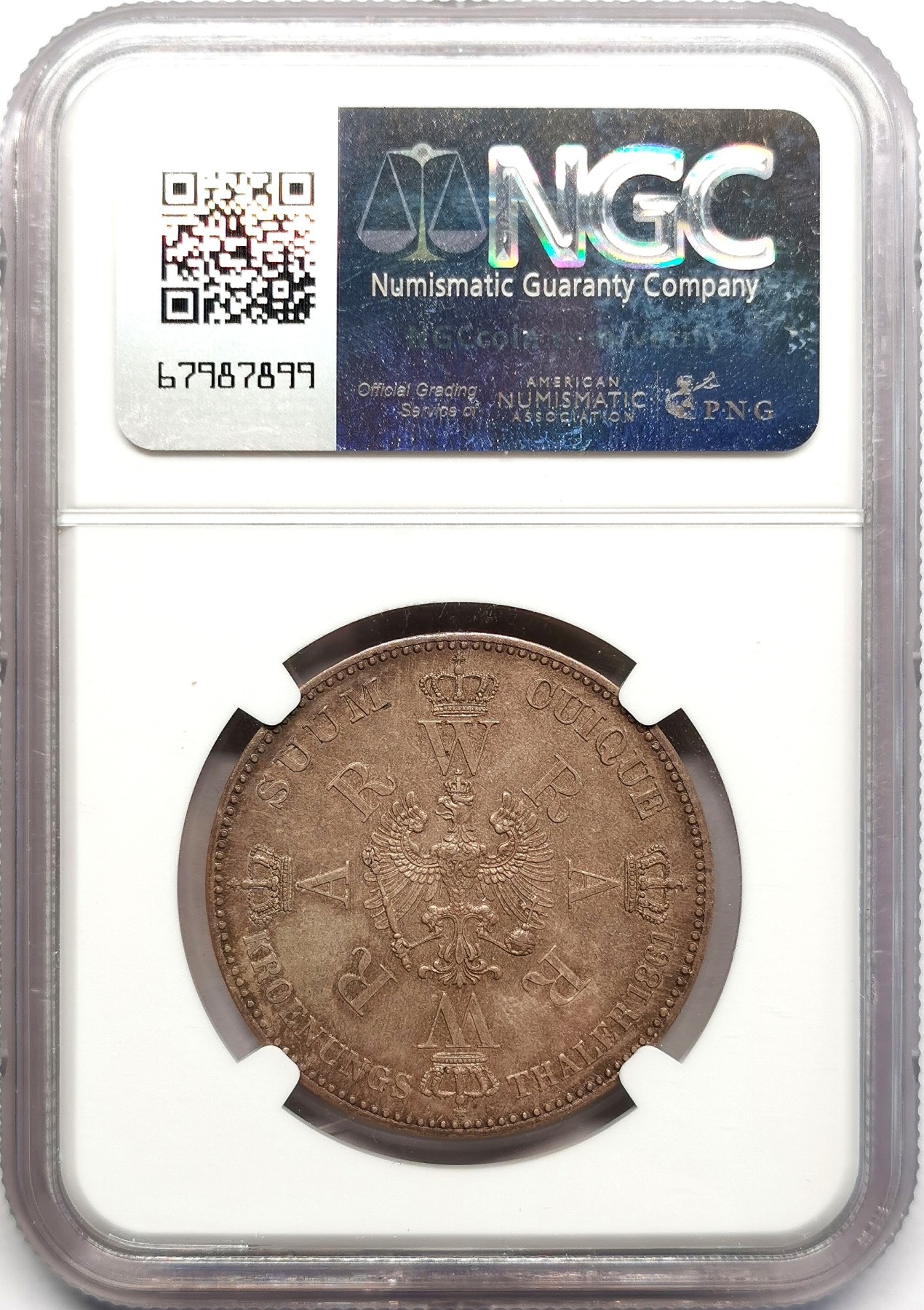 凡希万国世界钱币年度大拍第二季 NGC UNCD 1861年德国普鲁士威廉国王加冕纪念流通1泰勒