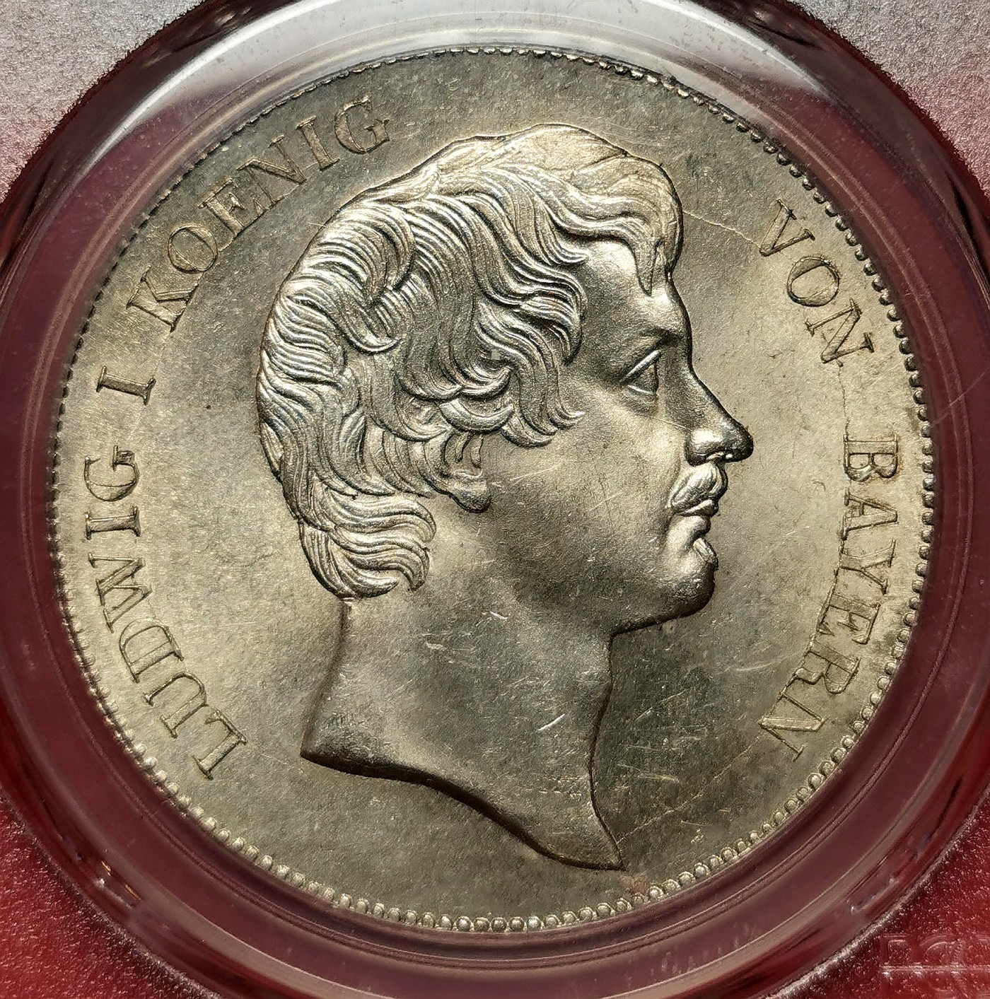 凡希万国世界钱币年度大拍第二季 PCGS MS64 1837年德国巴伐利亚路德维希一世流通皇冠大泰勒 最后的皇冠泰勒 1837年之后皇冠泰勒被2泰勒取代了 高分极其不易