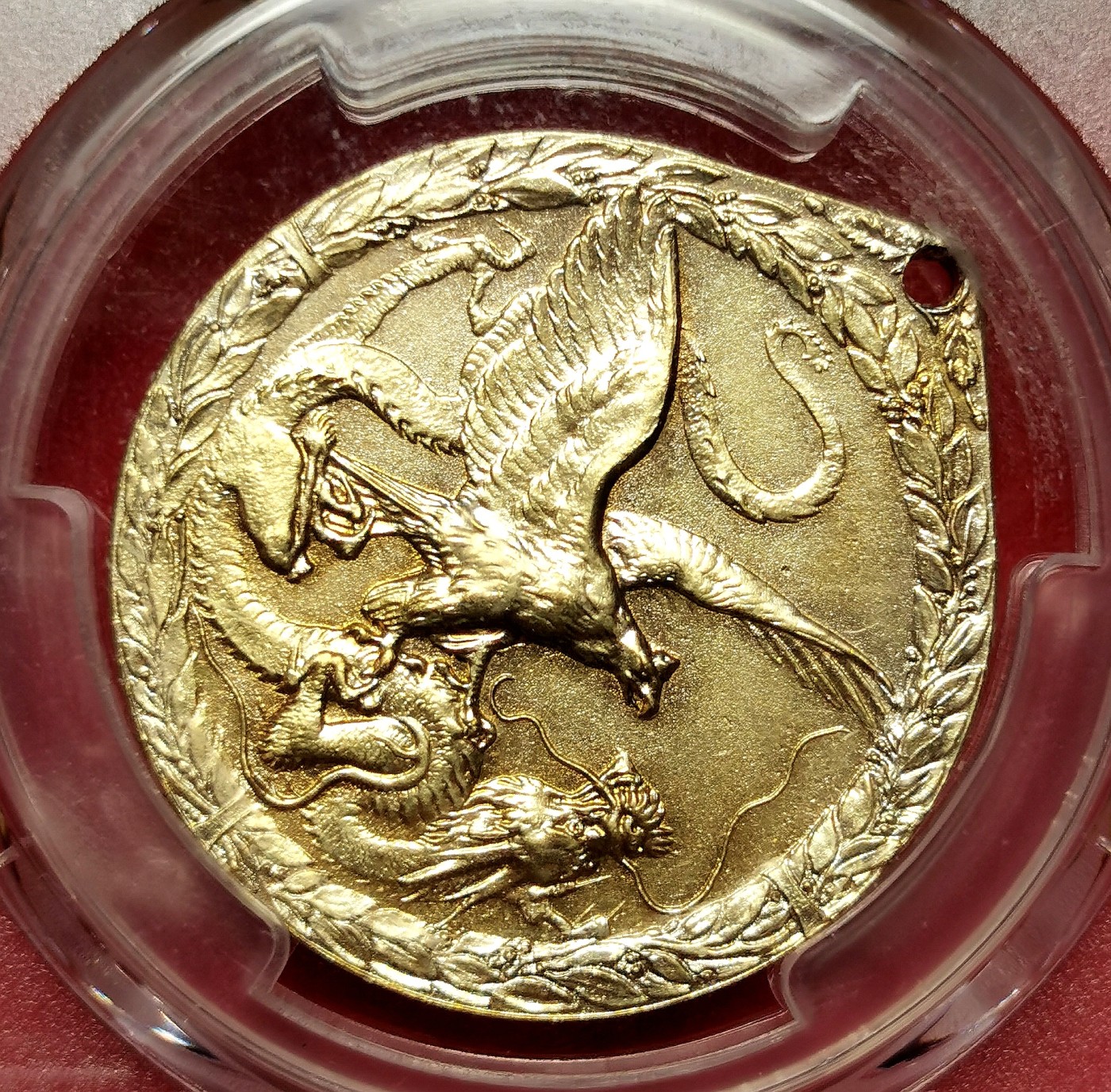 凡希万国世界钱币年度大拍第二季 荐！PCGS SP62 1901德国庚子之役士兵奖章铜质镀金 十分稀见的八国联军系列章 ，MS难度极大，章在P盒内有松动。