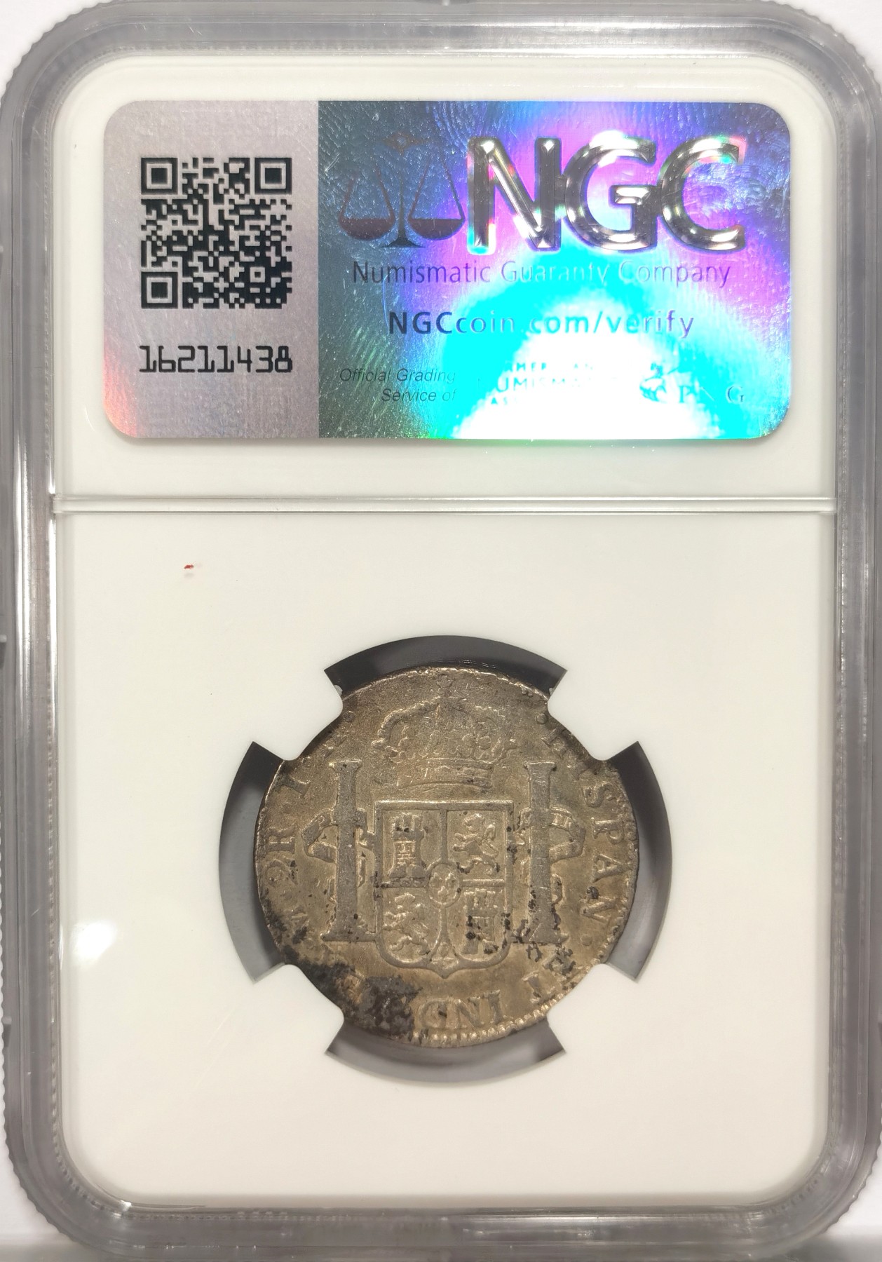 博洋堂世界钱币拍卖第058期（全场包邮） NGC Fine 西属墨西哥1804年MO TH卡洛斯四世双柱银币2R，少见2里亚尔