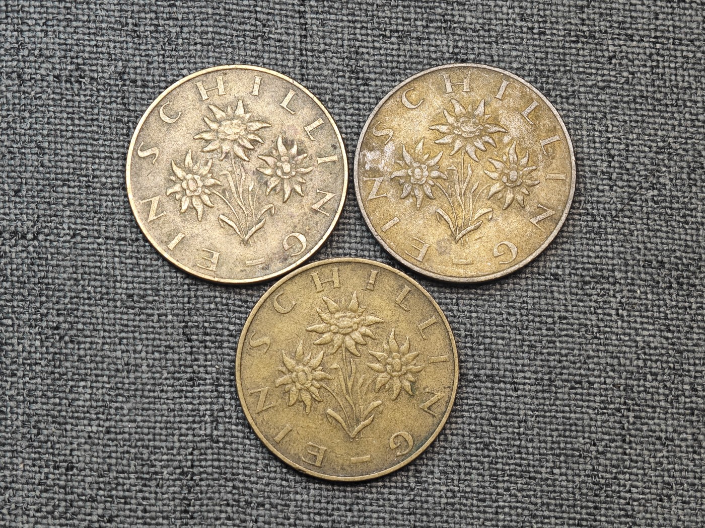 外国硬币收藏店第6期 奥地利70年代1先令铜币3枚