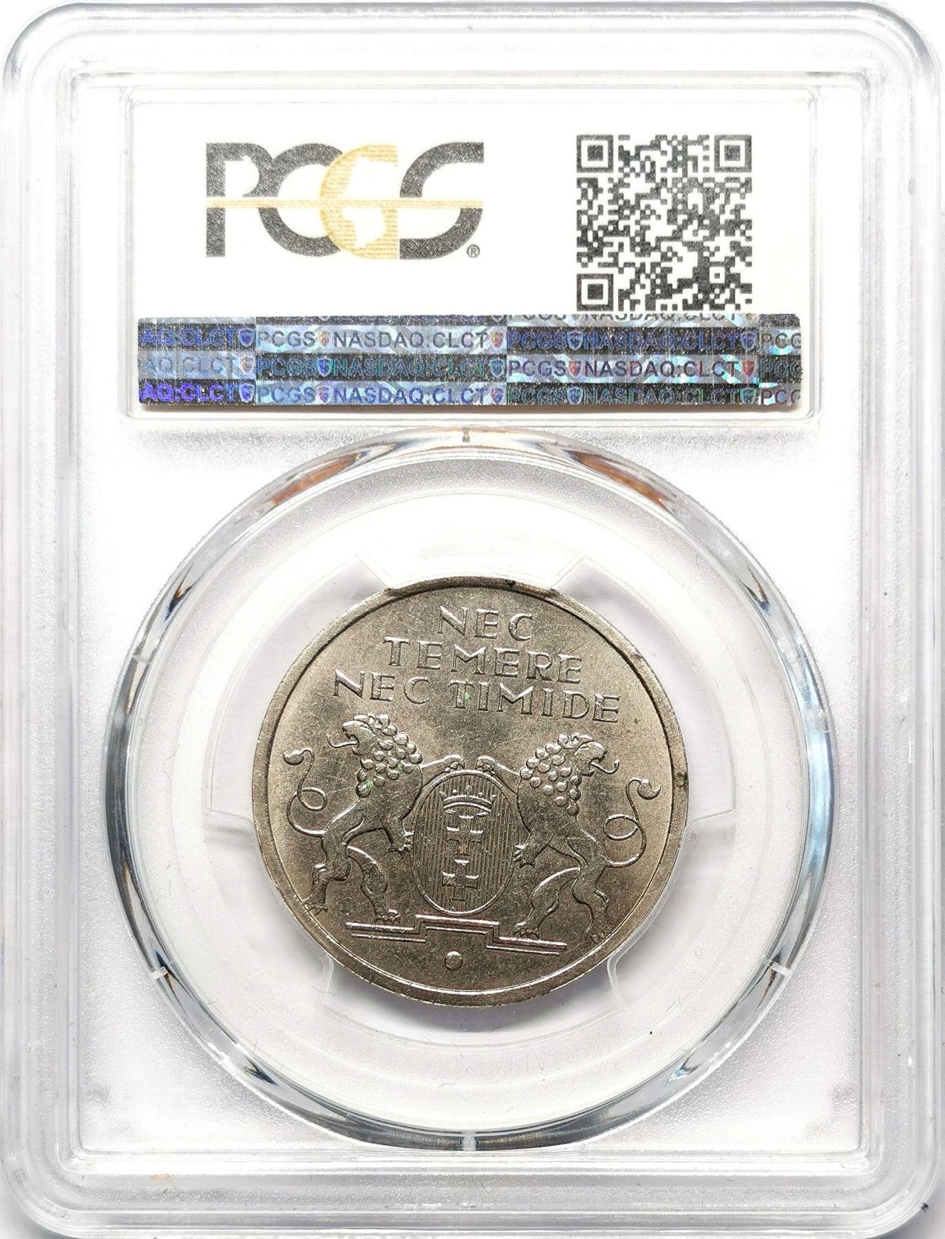 凡希万国世界钱币年度大拍第二季 荐！PCGS MS63 1935但泽自由港5盾镍币 除了1923年版外，所有的但泽主币都是少而且贵，5盾达到63已属难得一见，独特的帆船图案代表了但泽作为重要港口的历史地位。