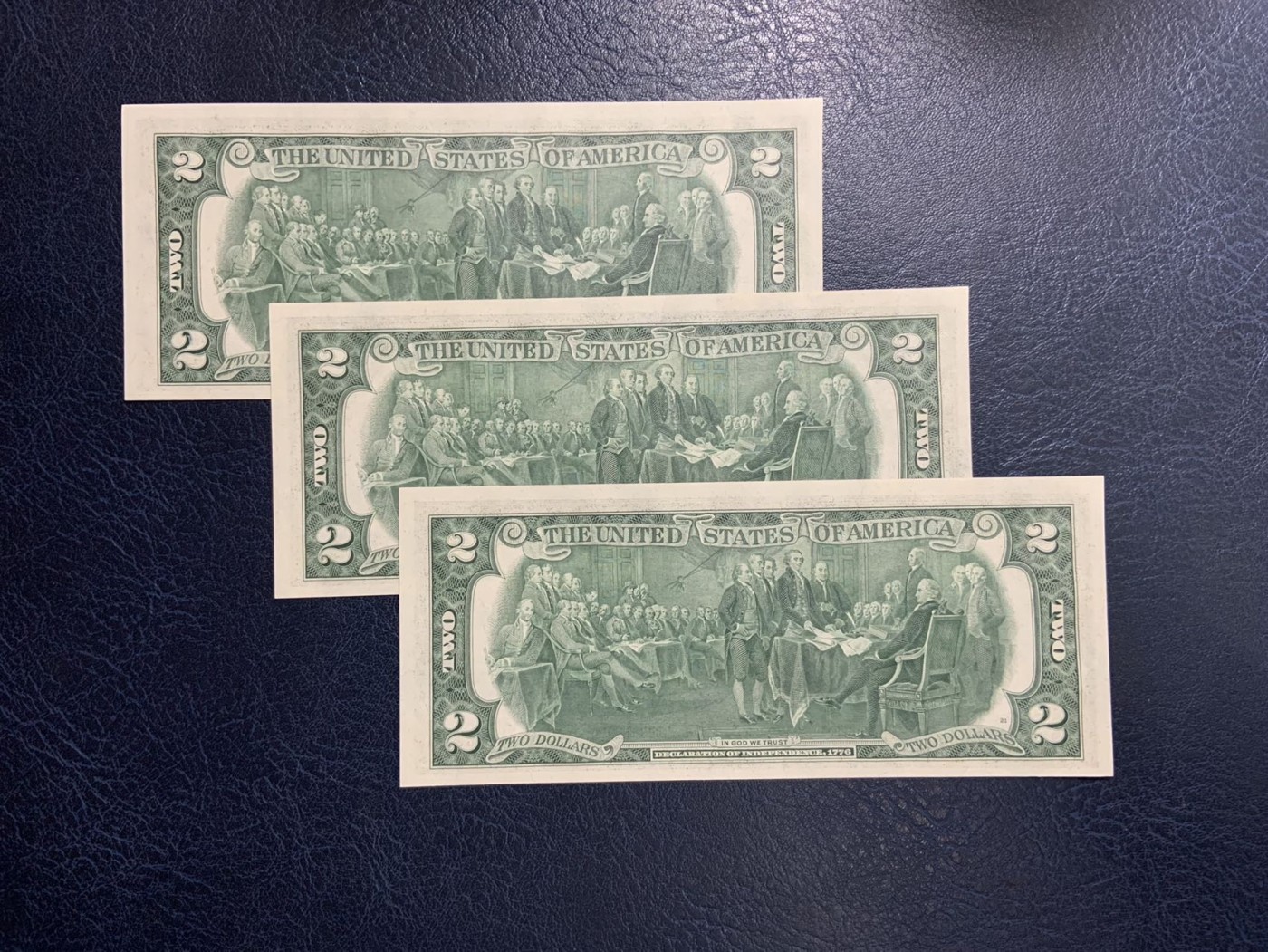 收藏联盟Quantum Auction 第315期拍卖  美国联邦储备1976年2元三连号 品相全新UNC