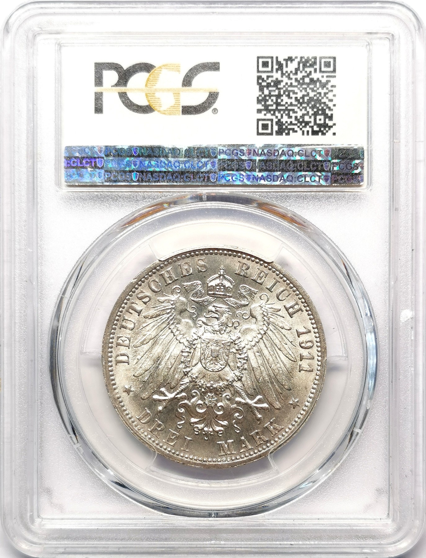 凡希万国世界钱币年度大拍第二季 PCGS MS66 1911年德国符腾堡结婚纪念3马克 顶级BU品