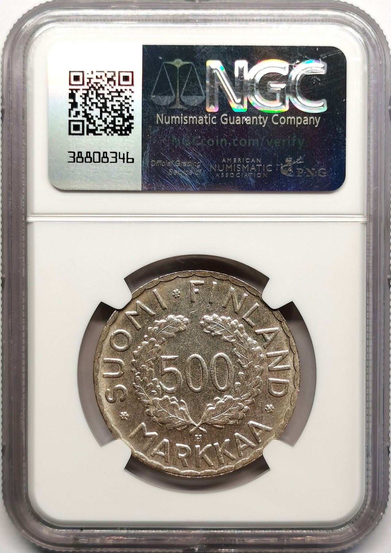 凡希万国世界钱币年度大拍第二季 NGC MS64 1951芬兰赫尔辛基奥运500马克纪念银币 世界第一枚奥运纪念币，远比1952再版稀有！