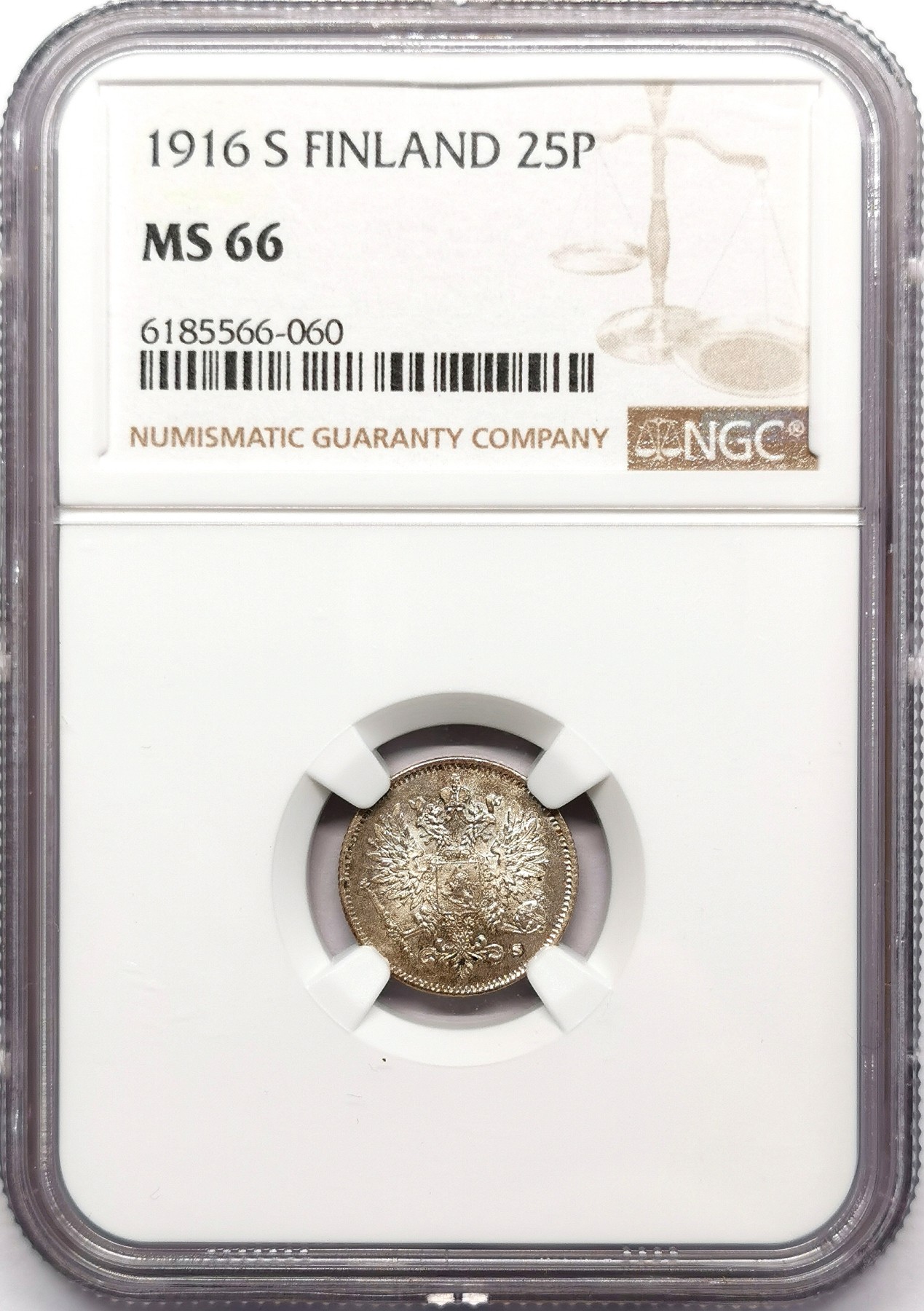 凡希万国世界钱币年度大拍第二季 NGC MS66 1916年沙俄占芬兰25P