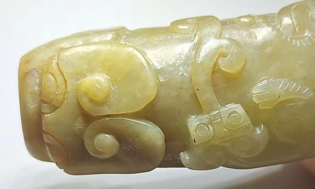 中国清代玉器手把件。