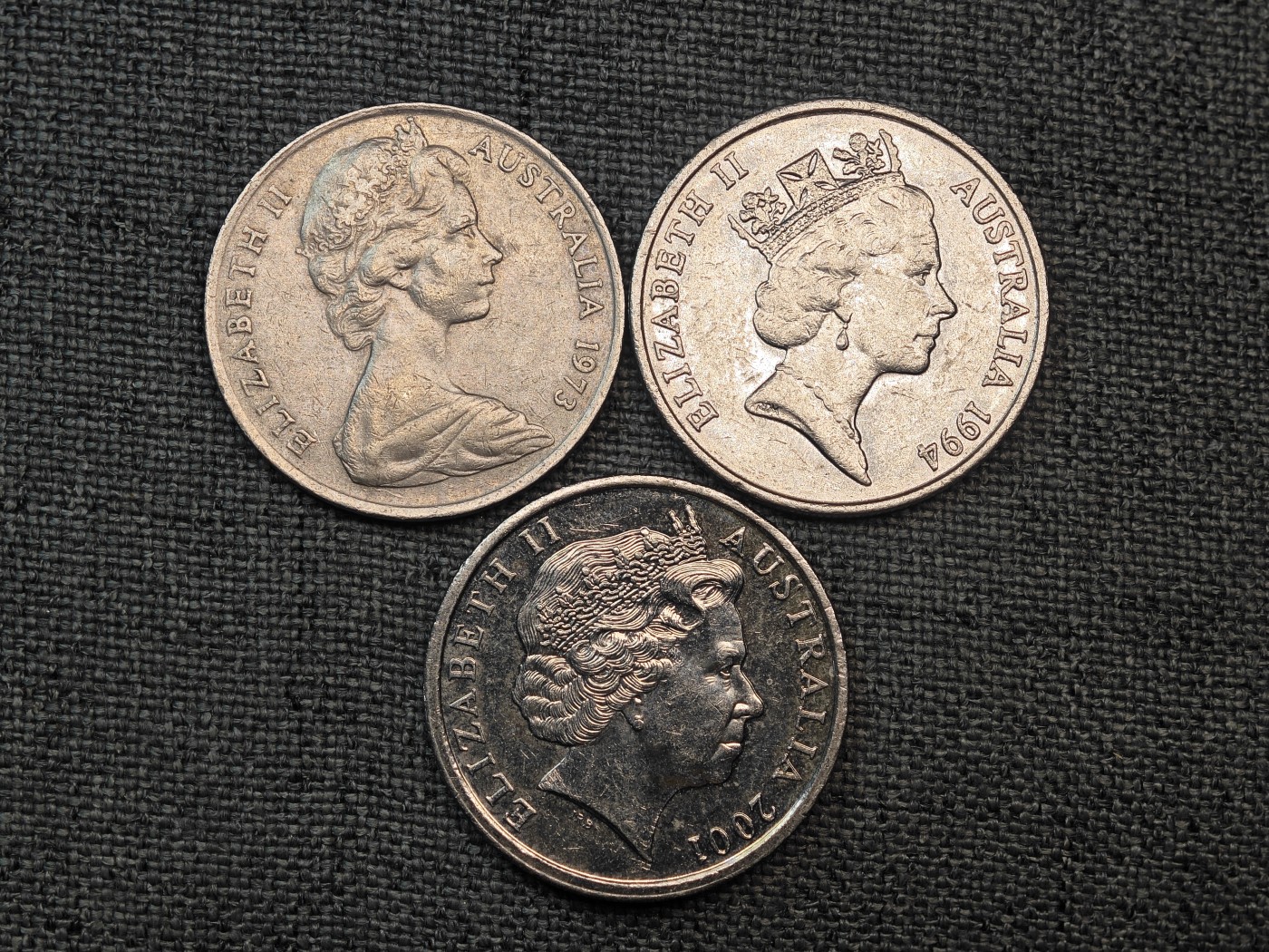 外国硬币收藏店第6期 澳大利亚女王青年、中年、老年三版琴鸟10分3枚