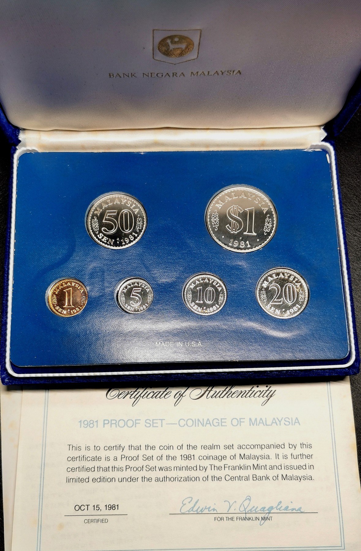 凡希万国世界钱币年度大拍第二季 1981马来西亚精铸PS原厂盒证品相完美！