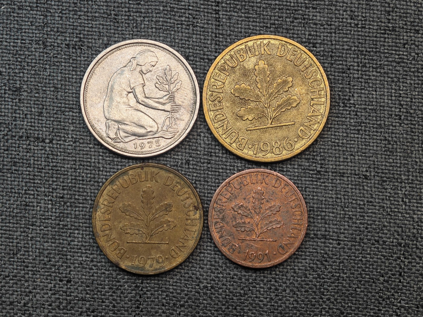 外国硬币收藏店第6期 德国老版50、10、5、1芬尼一套4枚