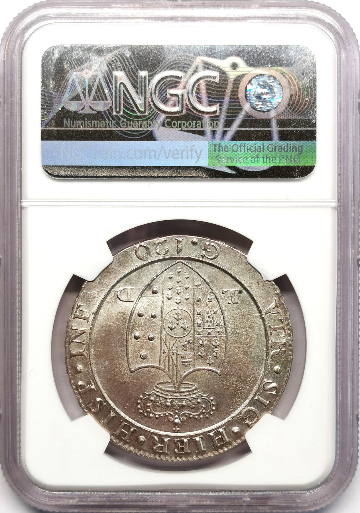 凡希万国世界钱币年度大拍第二季 稀！NGC MS64 1805那不勒斯与西西里费尔南德斯四世120G大银 罕见原色银光，一流的铸纹辨识度，真正压箱底品质！