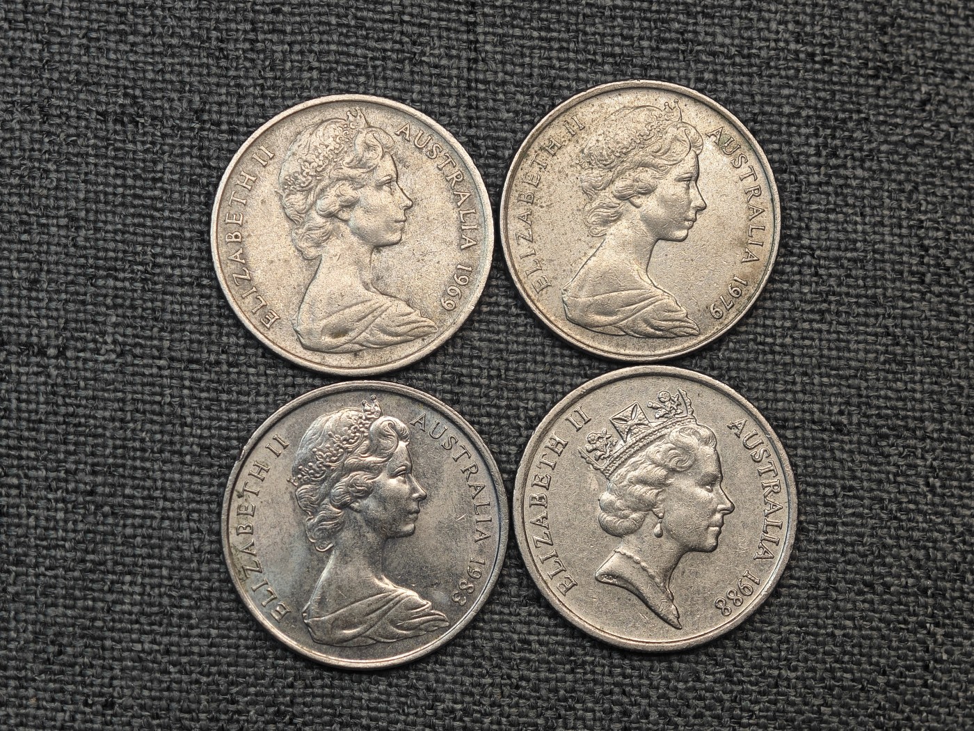 外国硬币收藏店第6期 澳大利亚老版女王针鼹鼠5分4枚