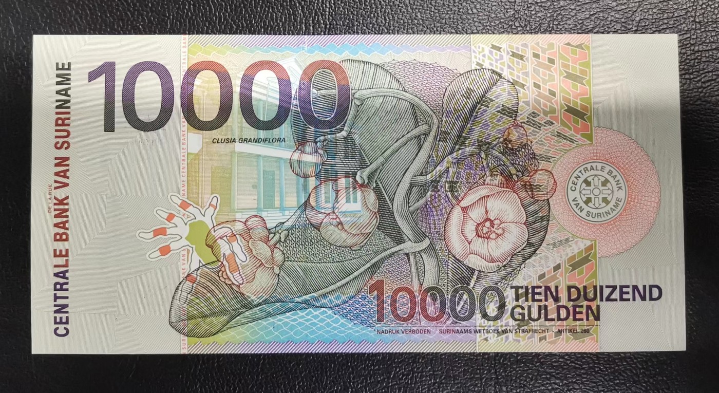 《张总收藏》132期-元旦外币精品汇 苏里南2000年10000盾UNC无47 鸟版大面值  66分剪壳