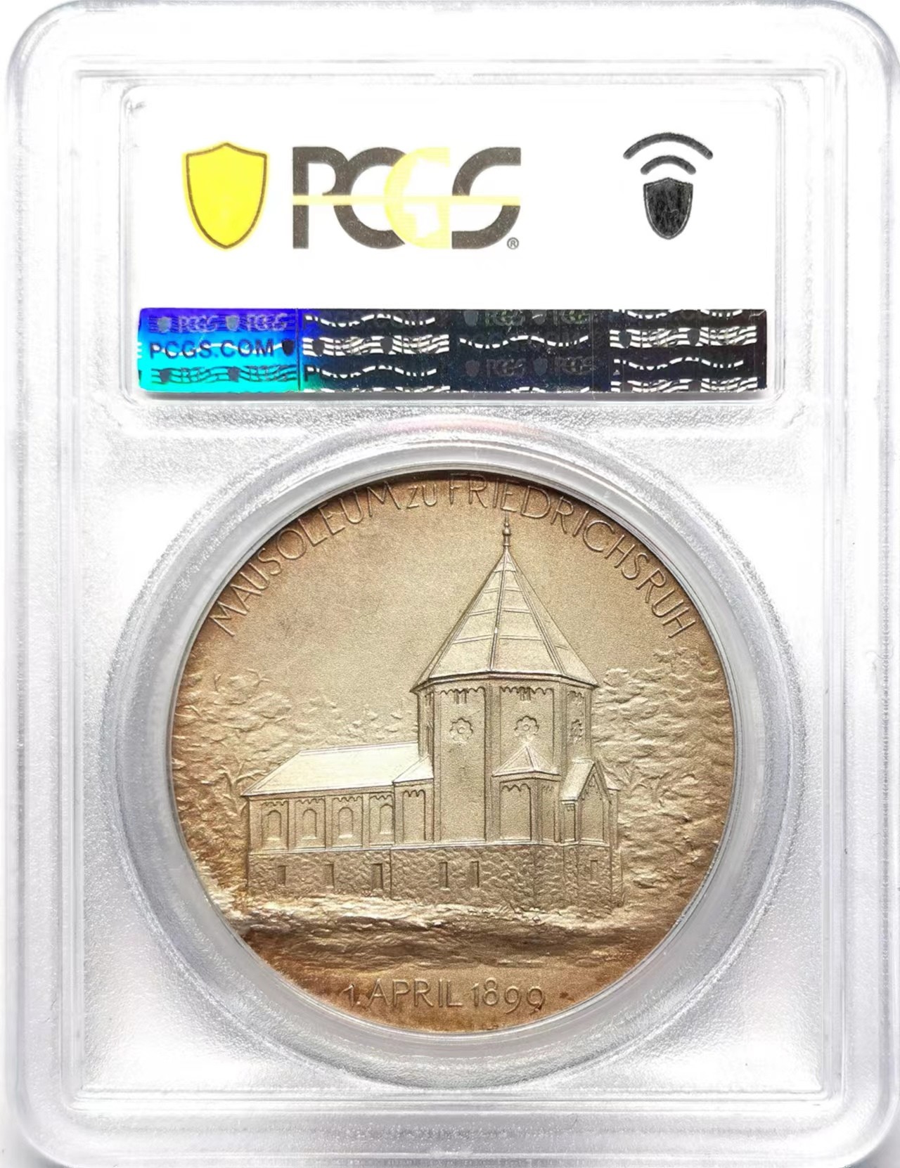 凡希万国世界钱币年度大拍第二季 PCGS SP64 1899年德意志的脊梁前首相俾斯麦逝世下葬纪念大银章 MATTE磨砂工艺齿边 环金彩