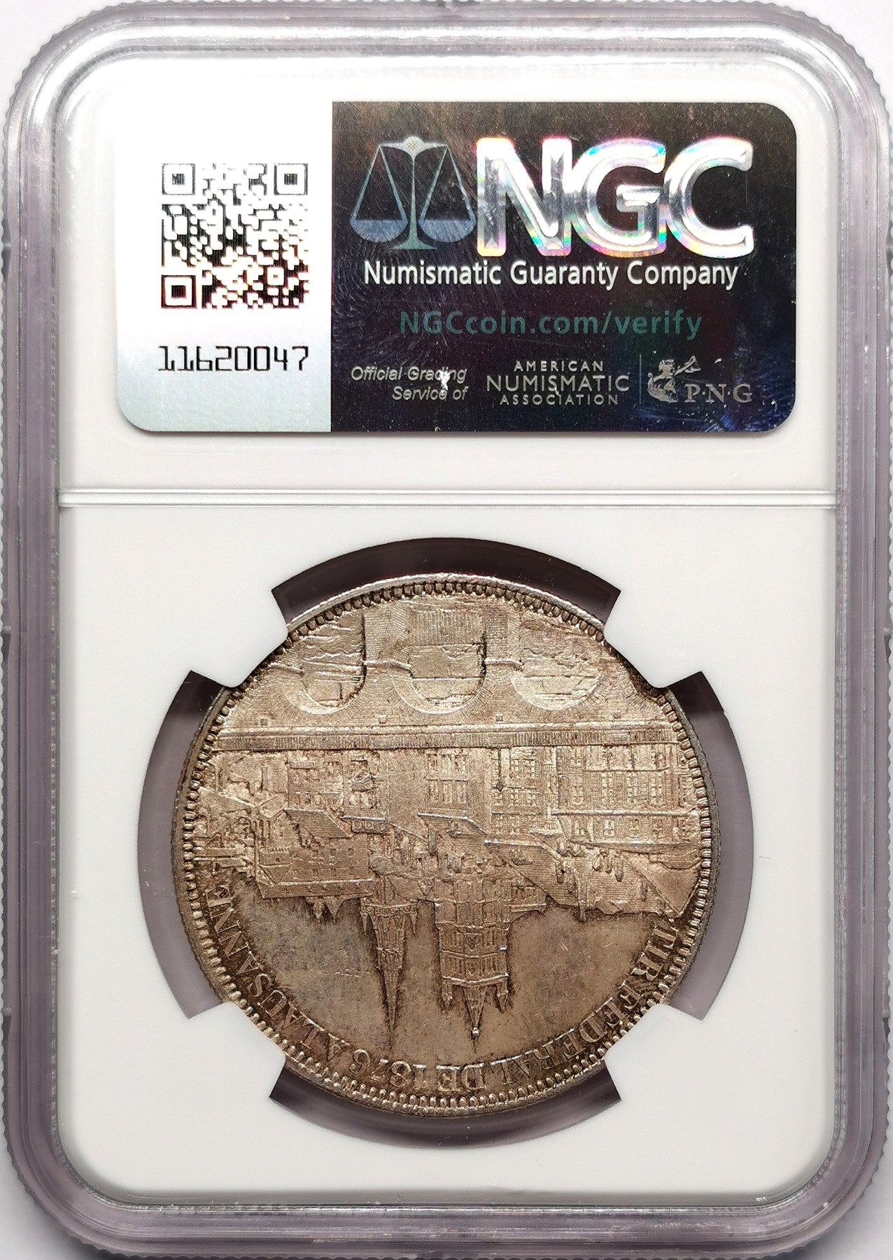 凡希万国世界钱币年度大拍第二季 荐！NGC MS63 1876瑞士卢塞恩城市景观5法郎大银 质感极佳的一枚！