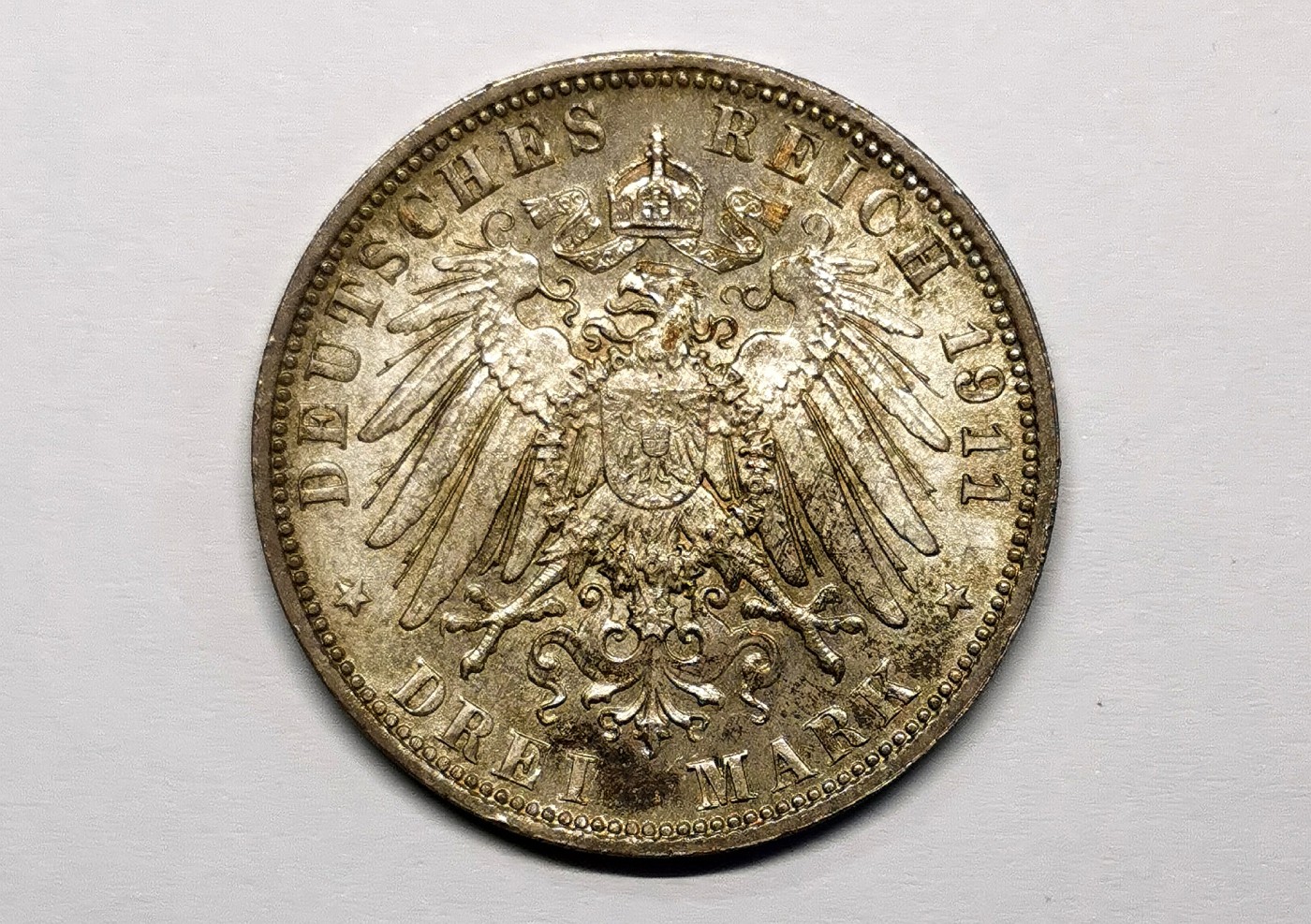 凡希万国世界钱币年度大拍第二季 1911年德国巴伐利亚利奥波德摄政王逝世纪念3马克