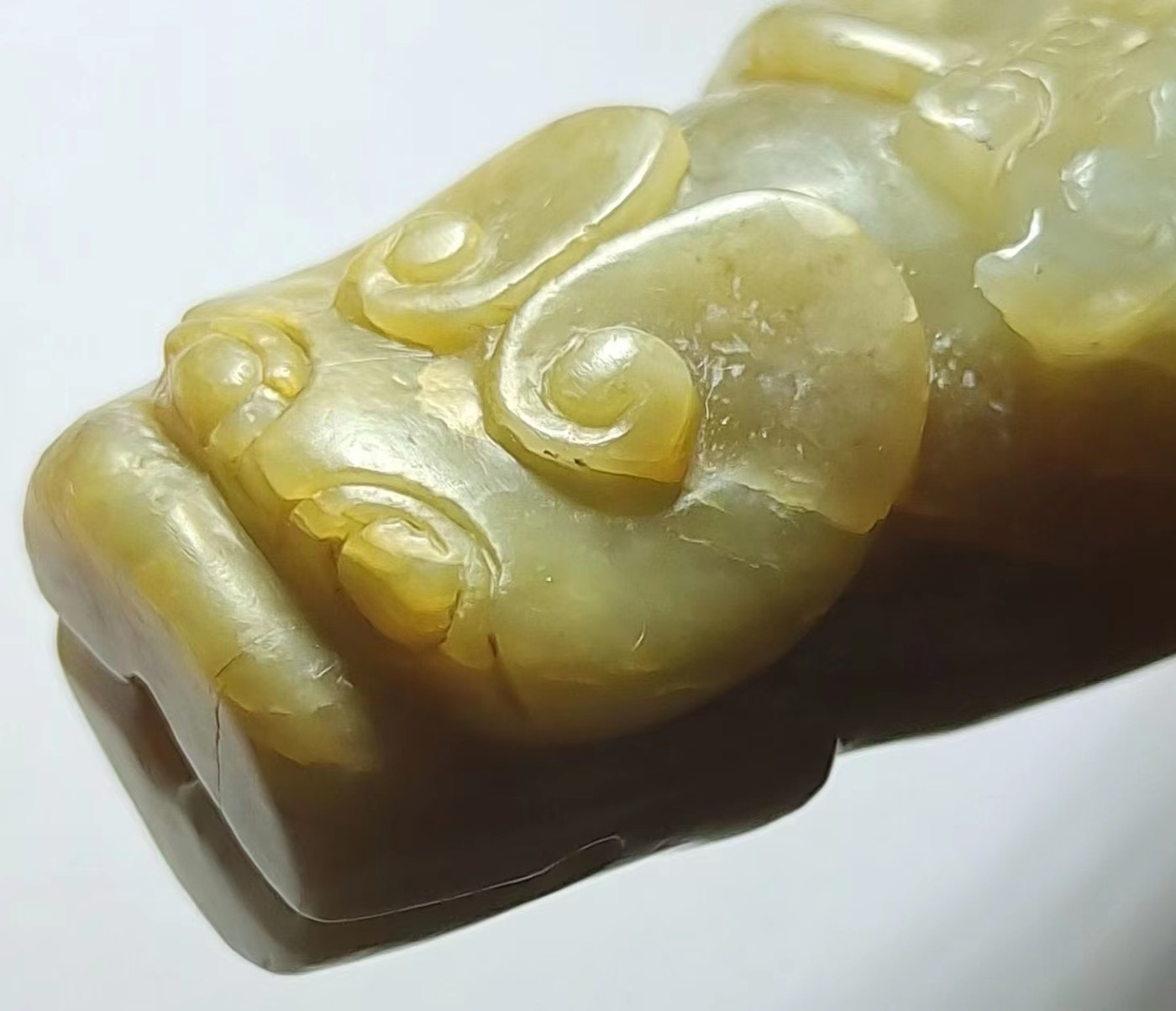 中国清代玉器手把件。
