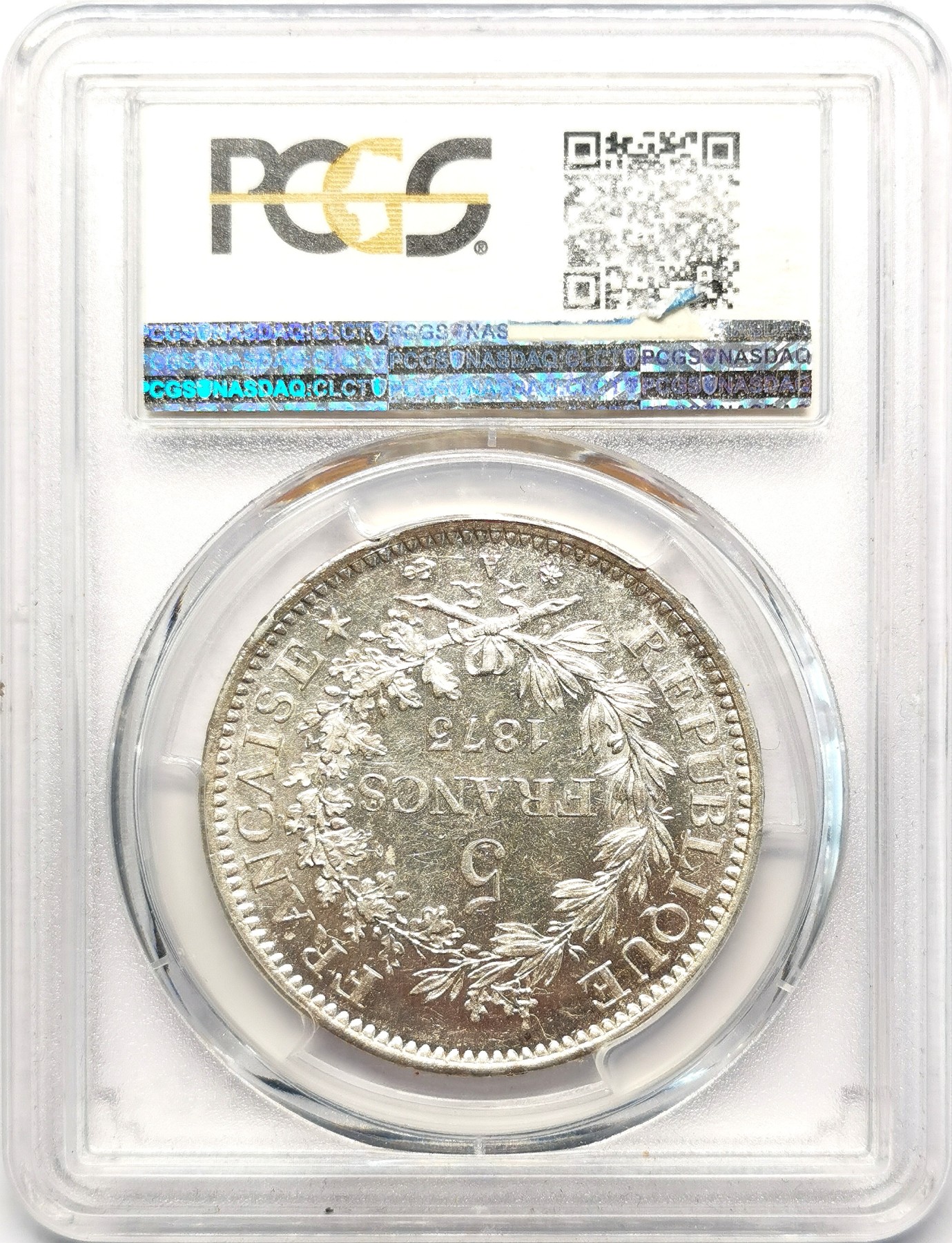 凡希万国世界钱币年度大拍第二季 PCGS MS62 1875A法国大力神5法郎