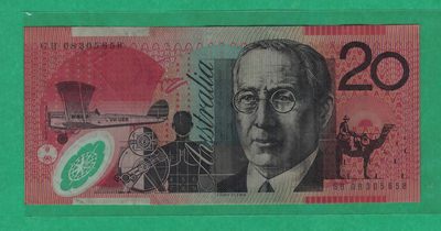 澳大利亚2008年20元 老版 塑料钞 无47 大洋洲 实物图 八五品 - 澳大利亚2008年20元 老版 塑料钞 无47 大洋洲 实物图 八五品