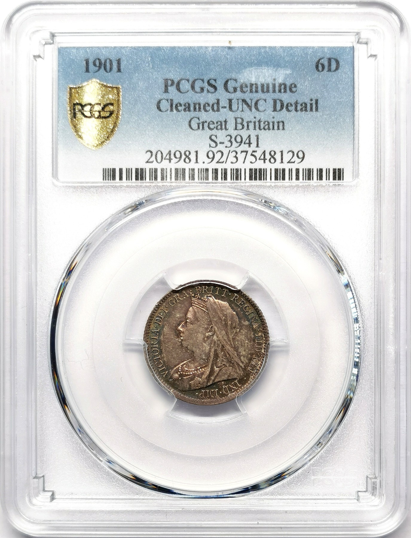 凡希万国世界钱币年度大拍第二季 PCGS UNCD 1901英国老维批纱6便士