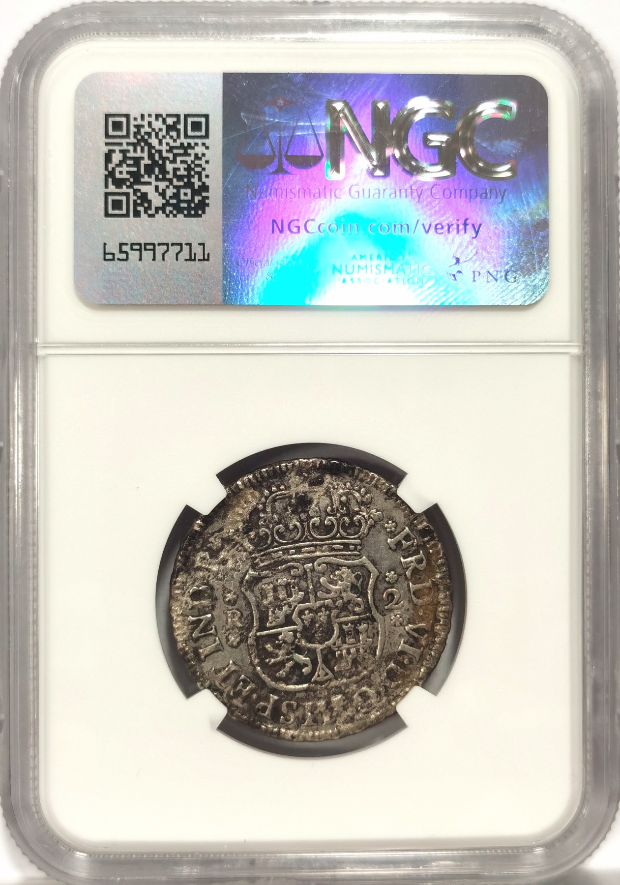 博洋堂世界钱币拍卖第058期（全场包邮） NGC XF 西属墨西哥1754年斐迪南六世地球双柱2R
